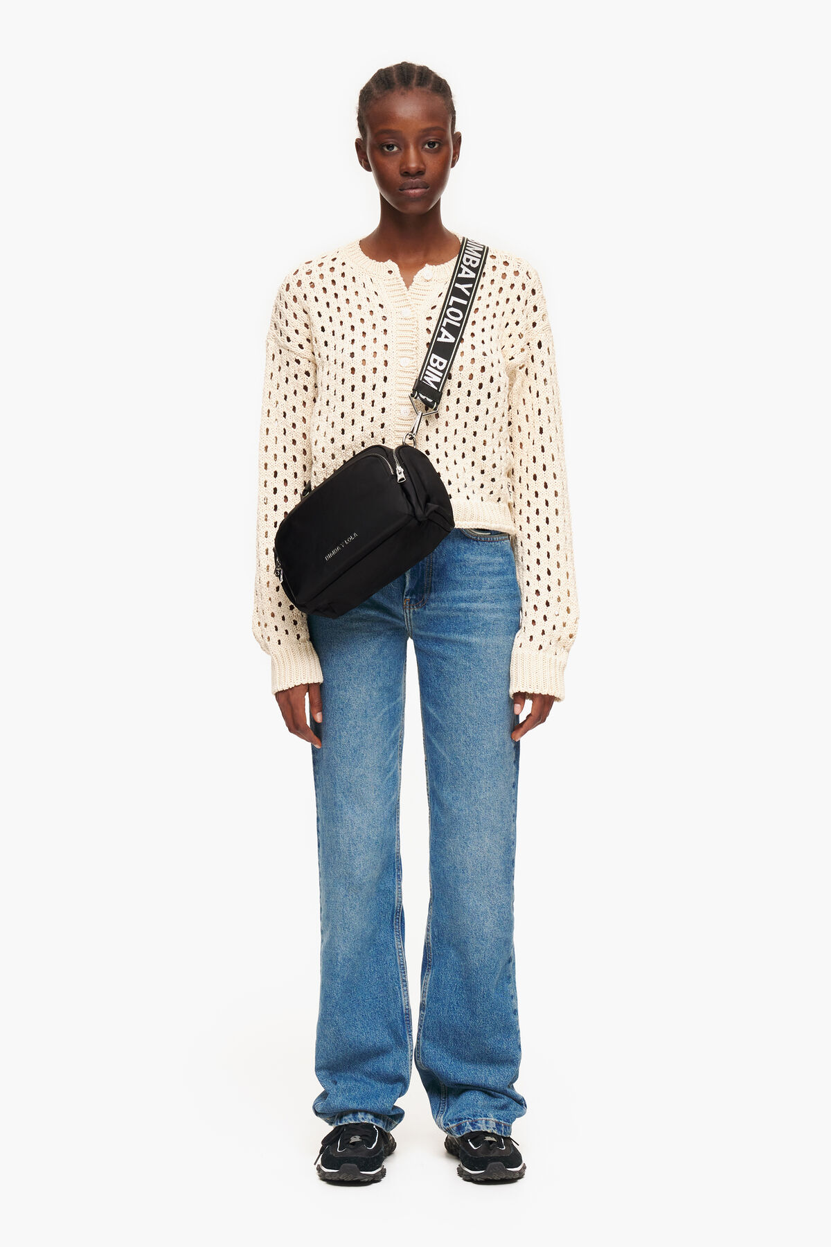 Bolso bandolera M nylon negro