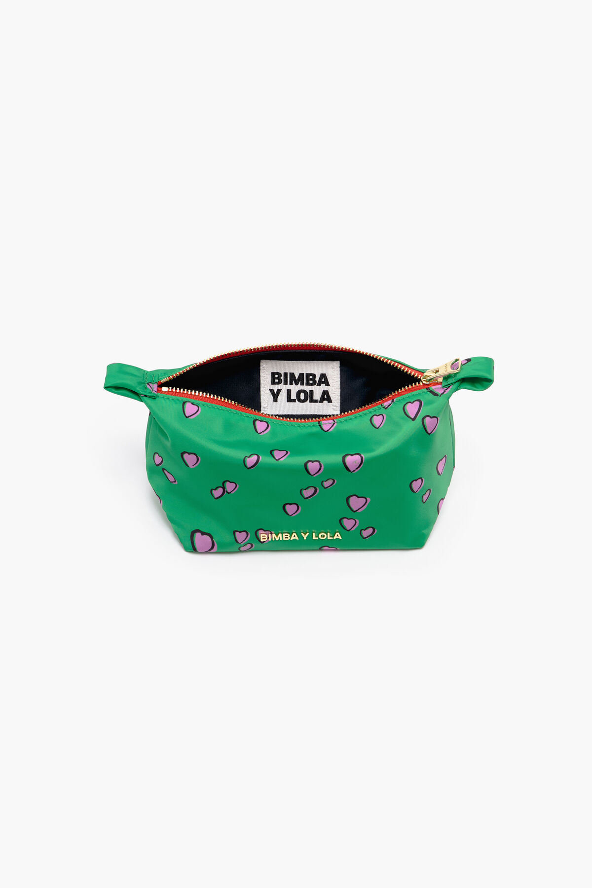 Neceser trapecio S print Small Hearts verde