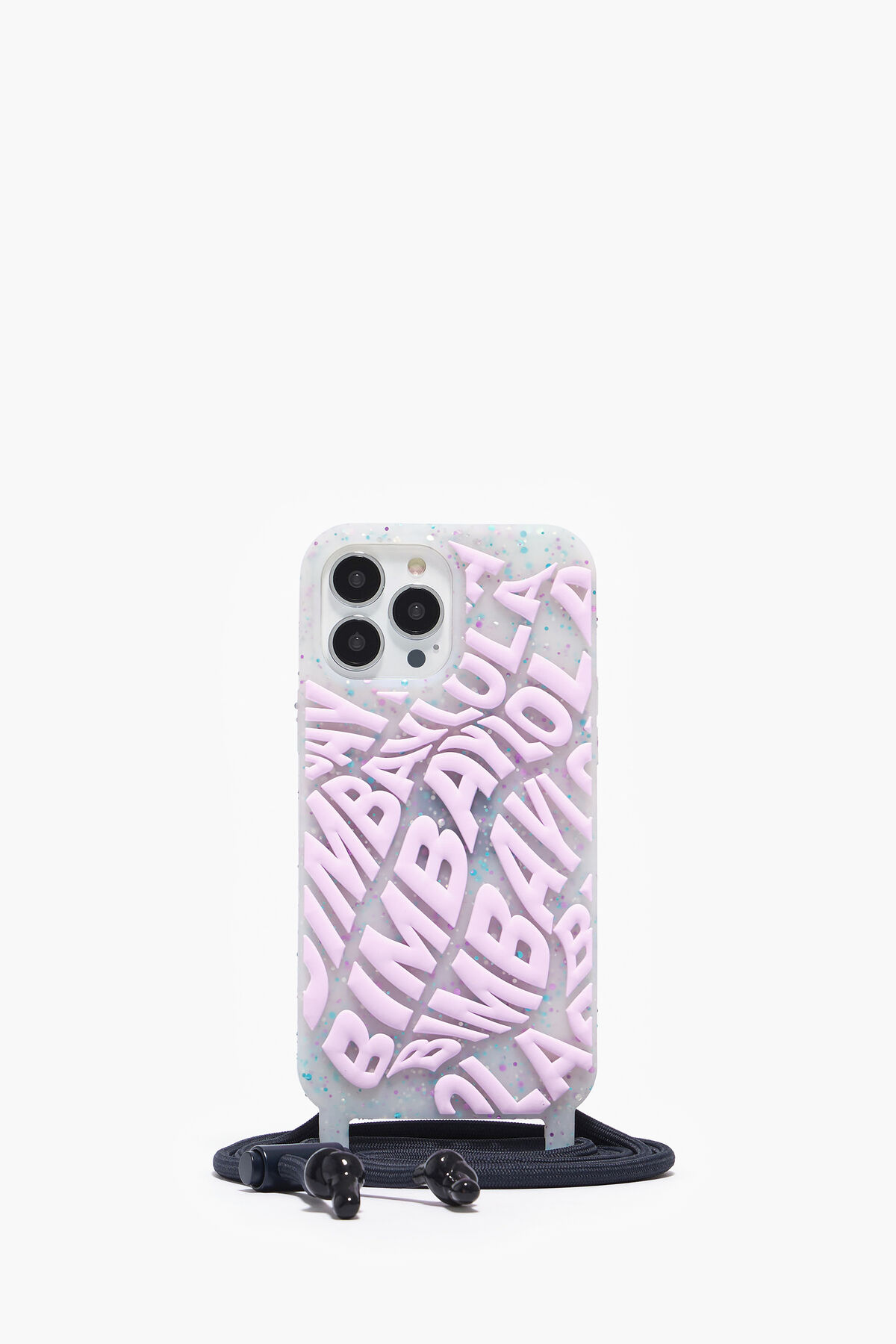 Funda iPhone 13 Pro Max transparente logo lila