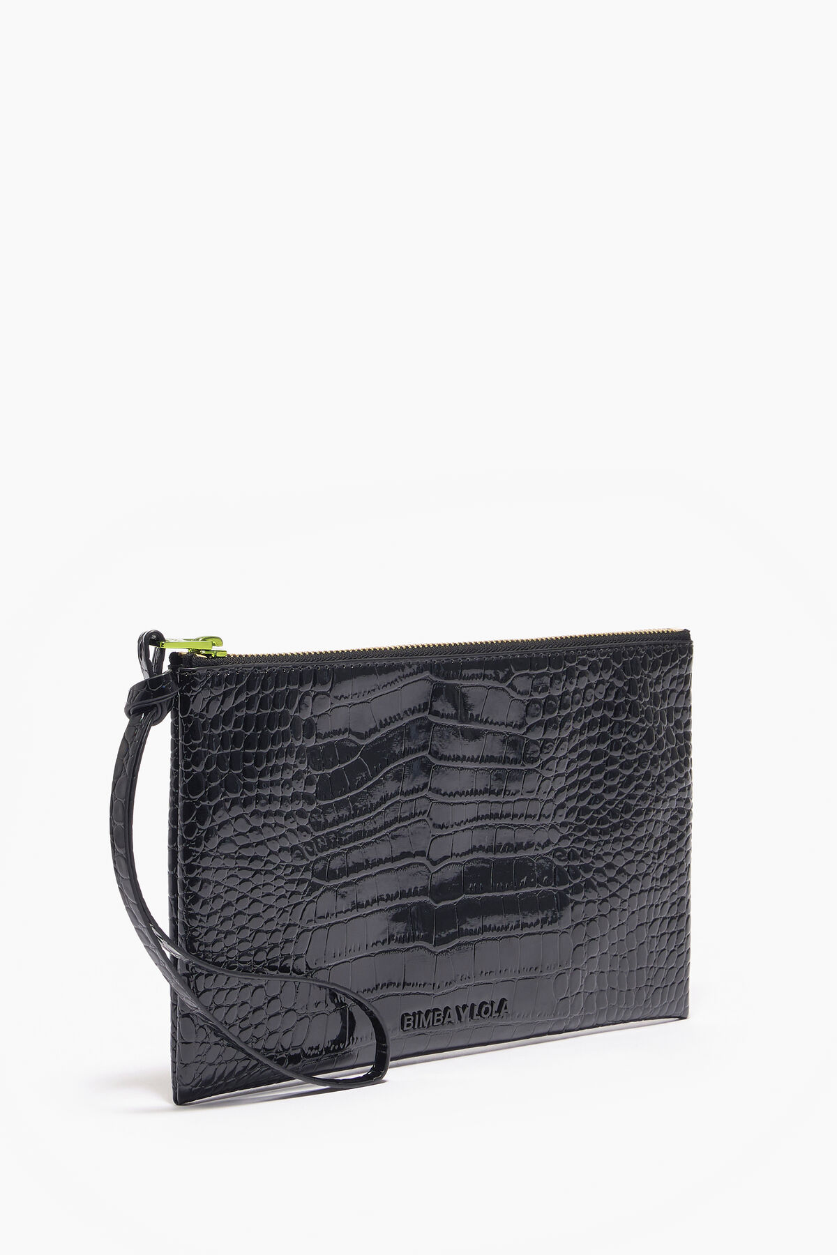 Neceser plano cocodrilo negro