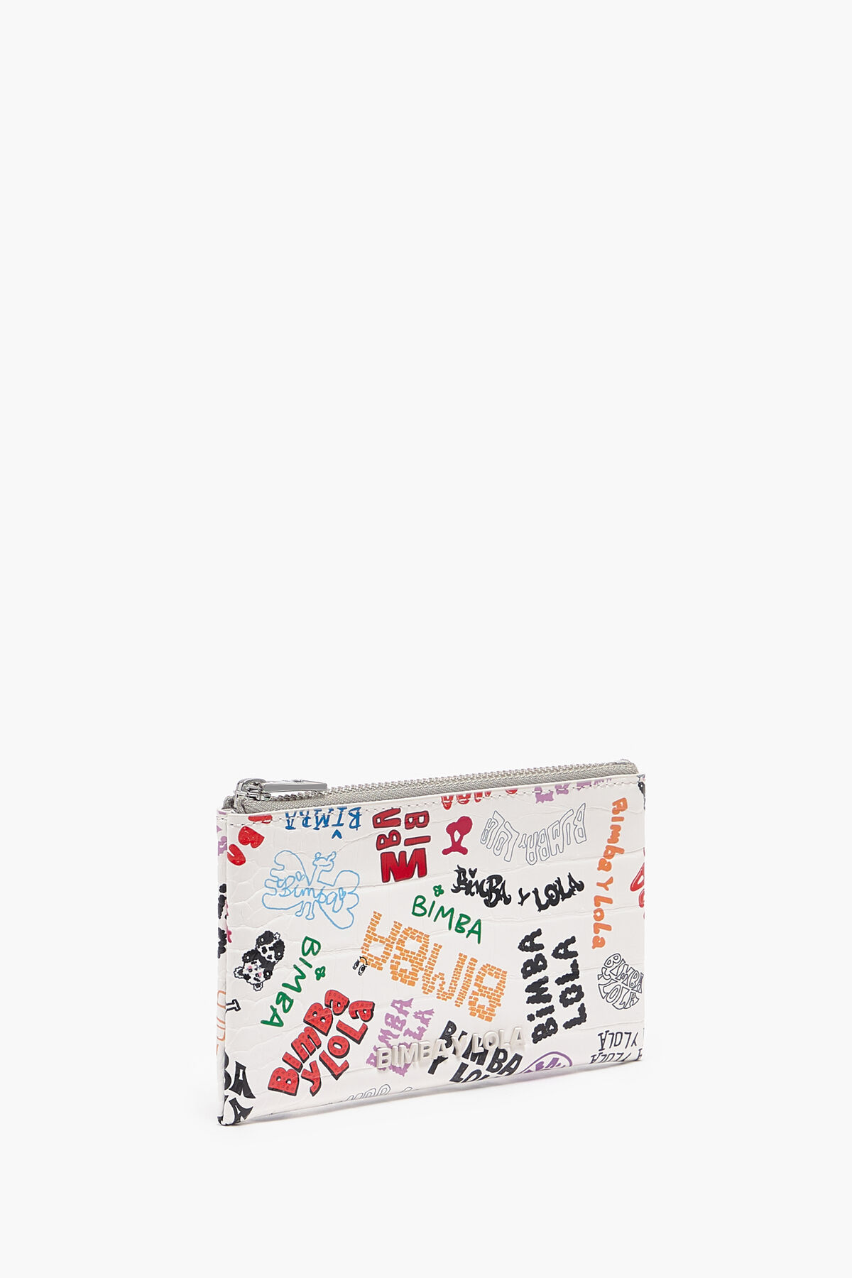 Monedero rectangular cocodrilo print blanco