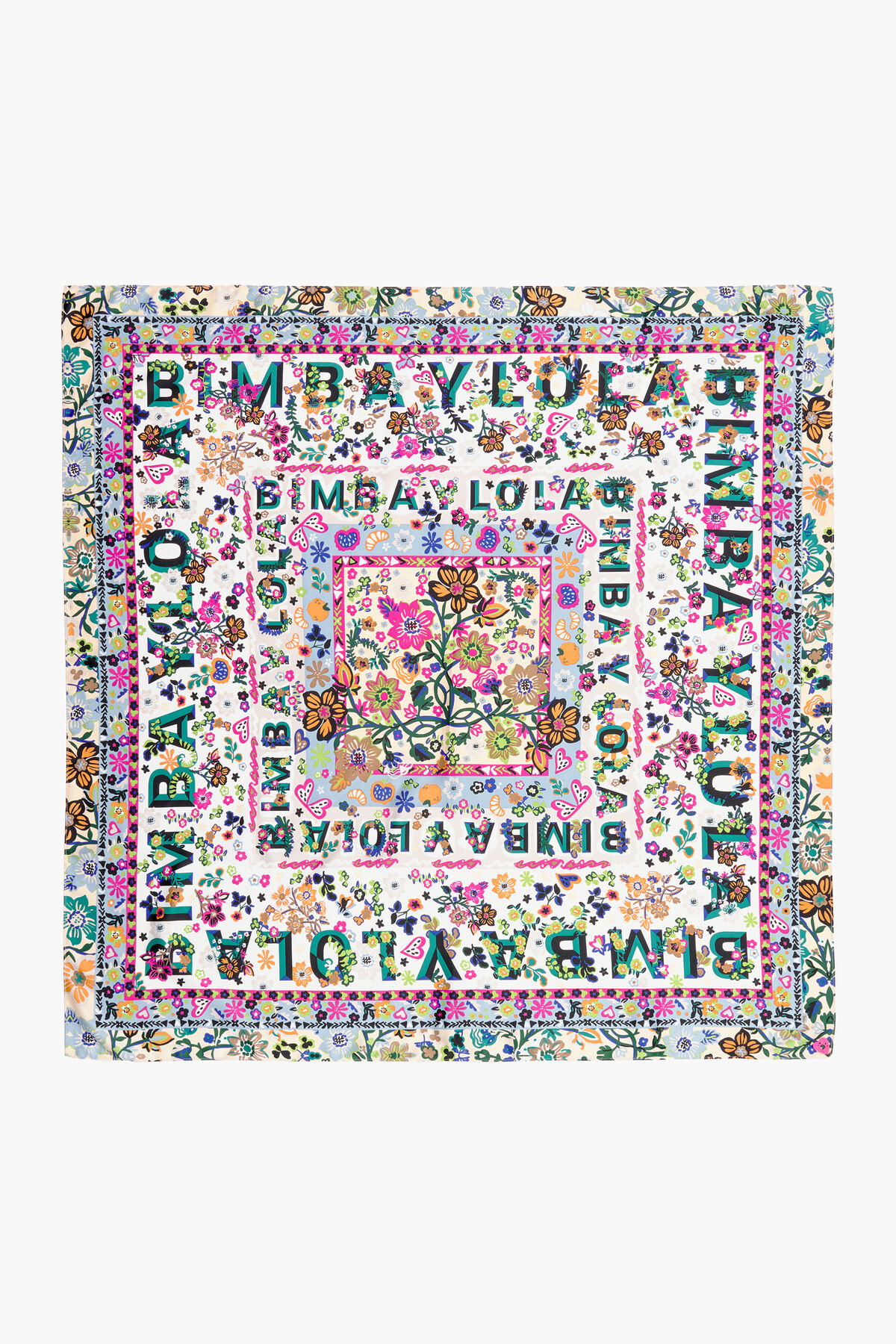 Pañuelo flores logos blanco