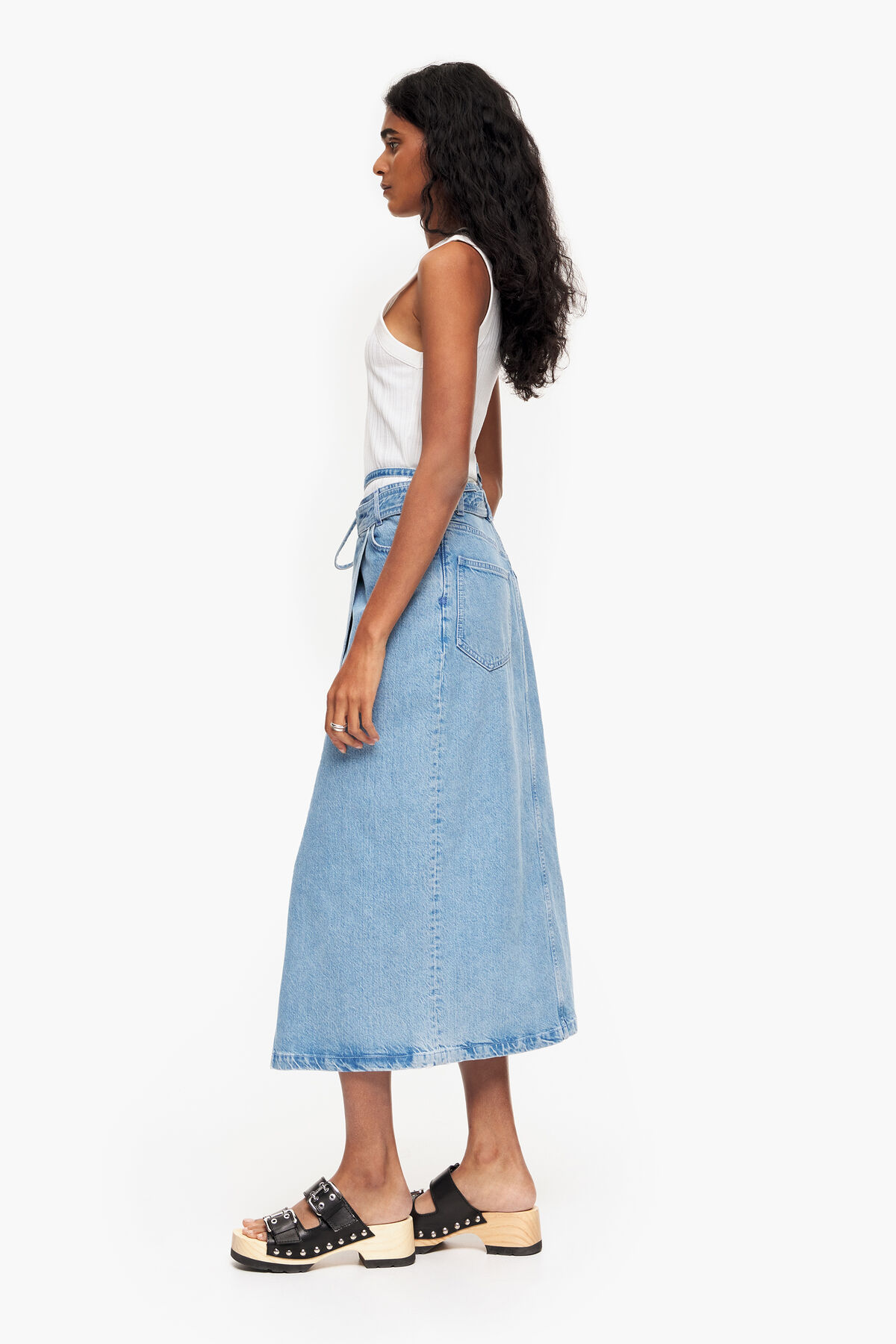 Falda pareo denim midi azul