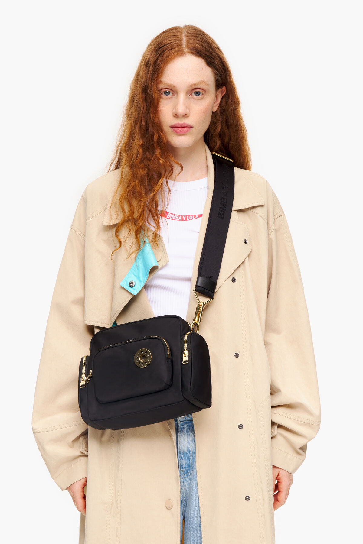 Bolso bandolera M nylon negro