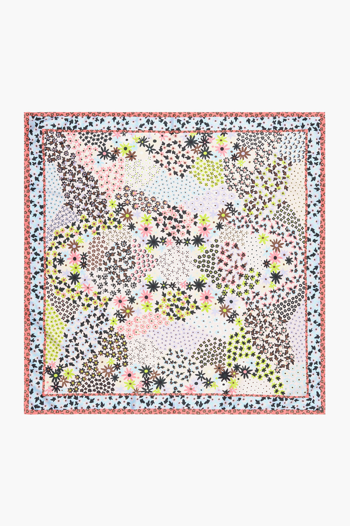 Pañuelo flores geométrico blanco