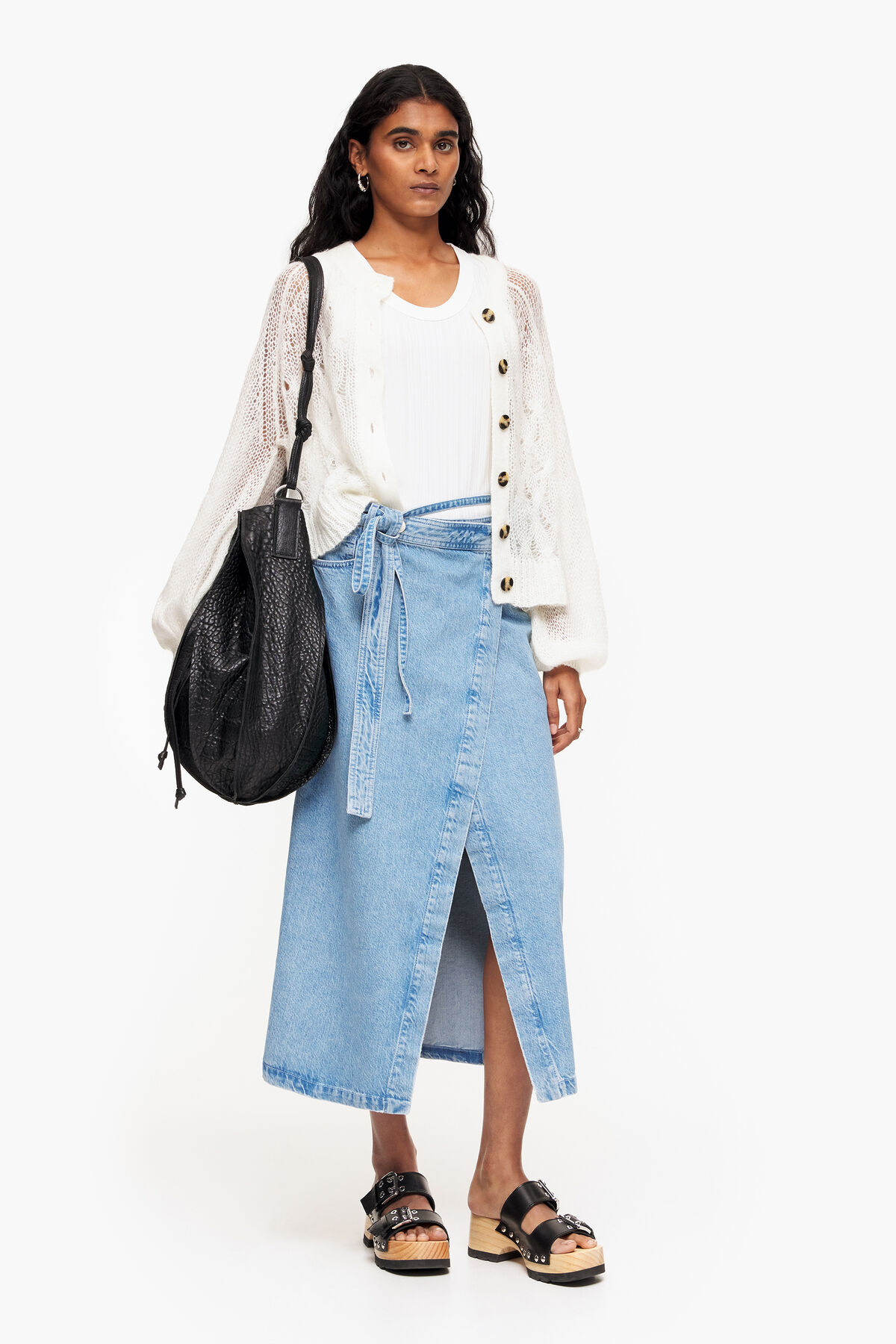 Falda pareo denim midi azul