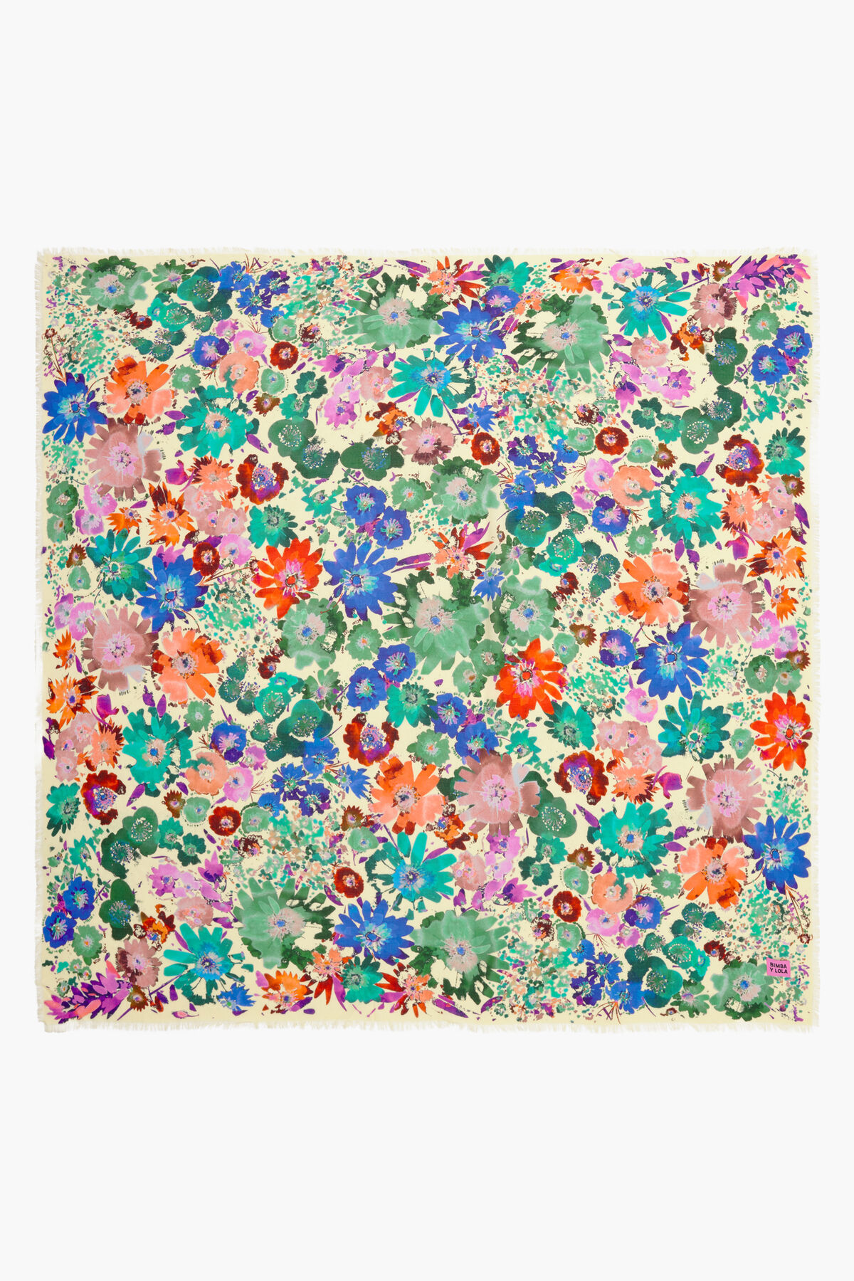 Chal flores acuarela vainilla