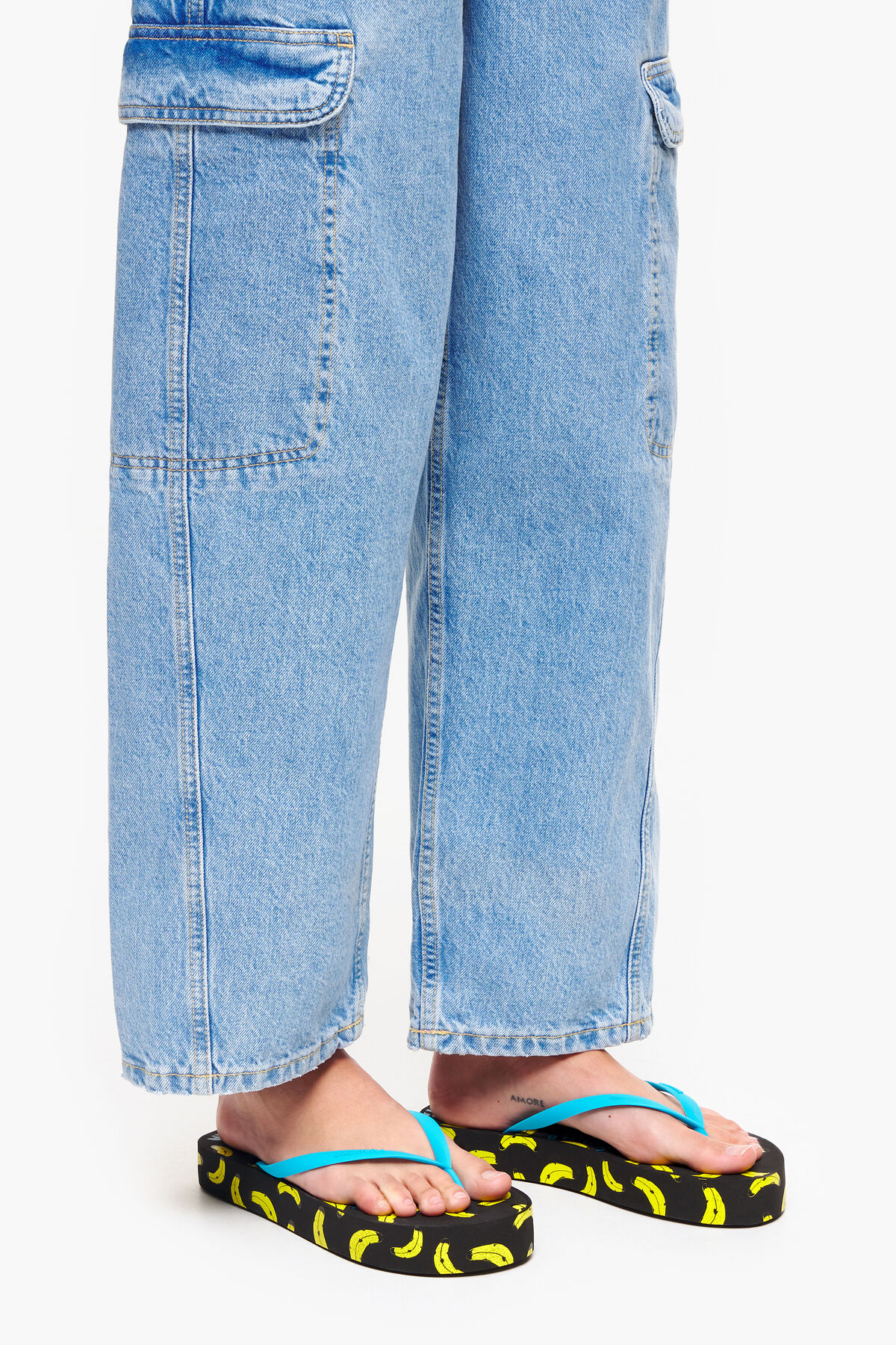 Chancla print Bananas blanca