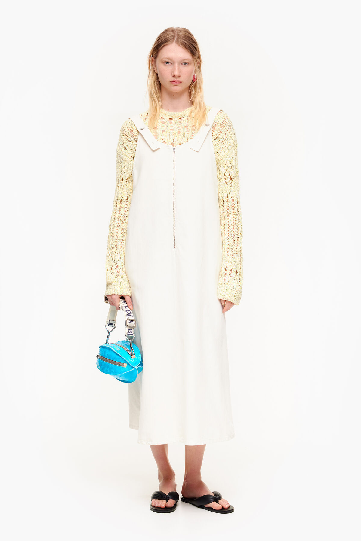 Vestido vaquero blanco roto