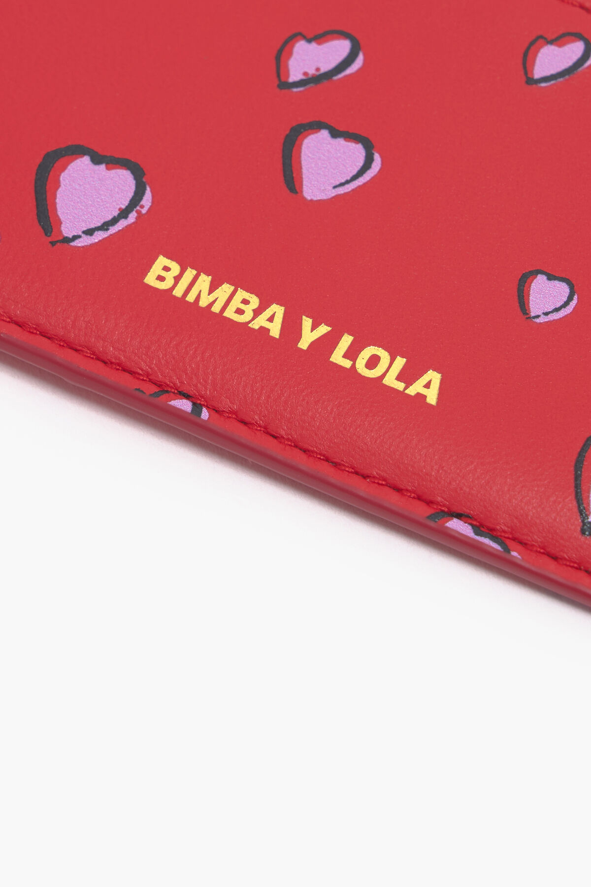 Monedero rectangular piel print Small Hearts rojo
