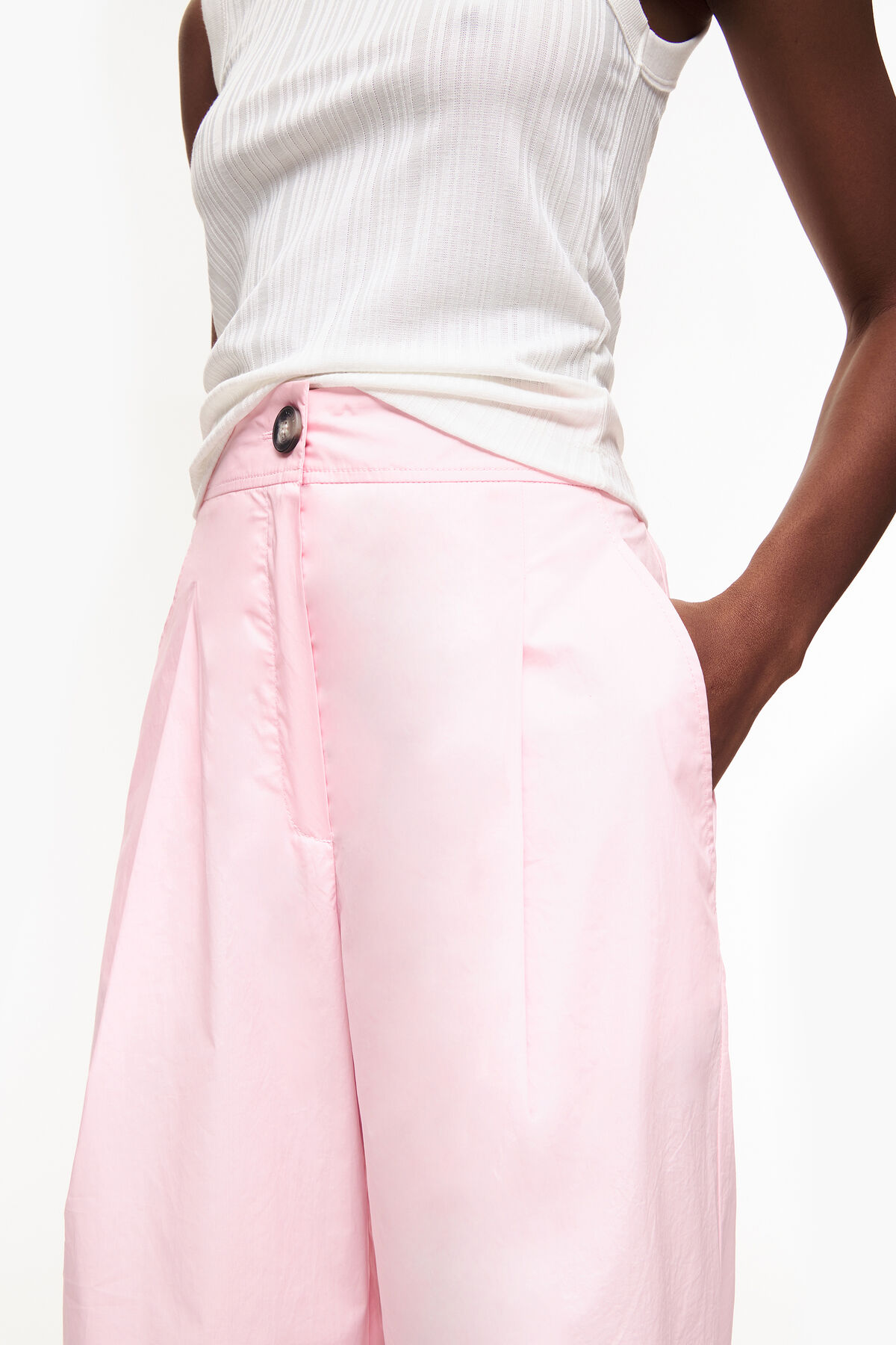 Pantalón popelín rosa claro