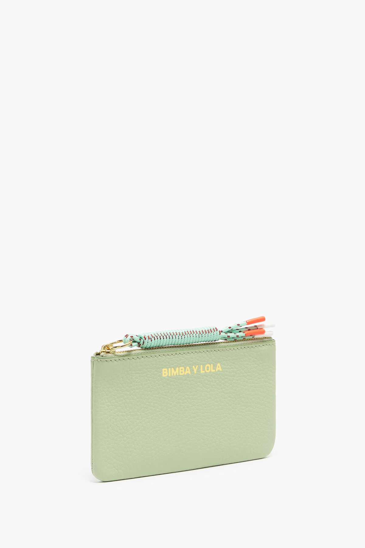 Monedero rectangular piel verde pastel