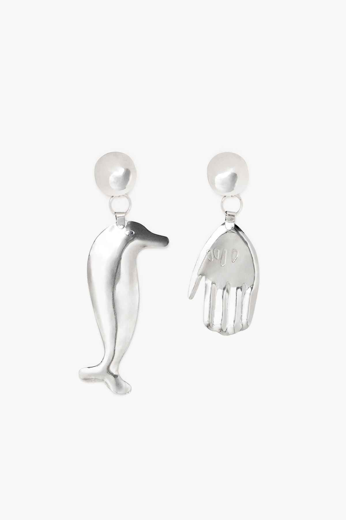 Pendientes largos delfín plateados