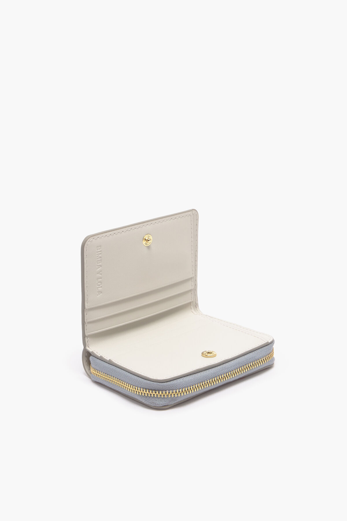 Cartera solapa piel print Small Hearts gris