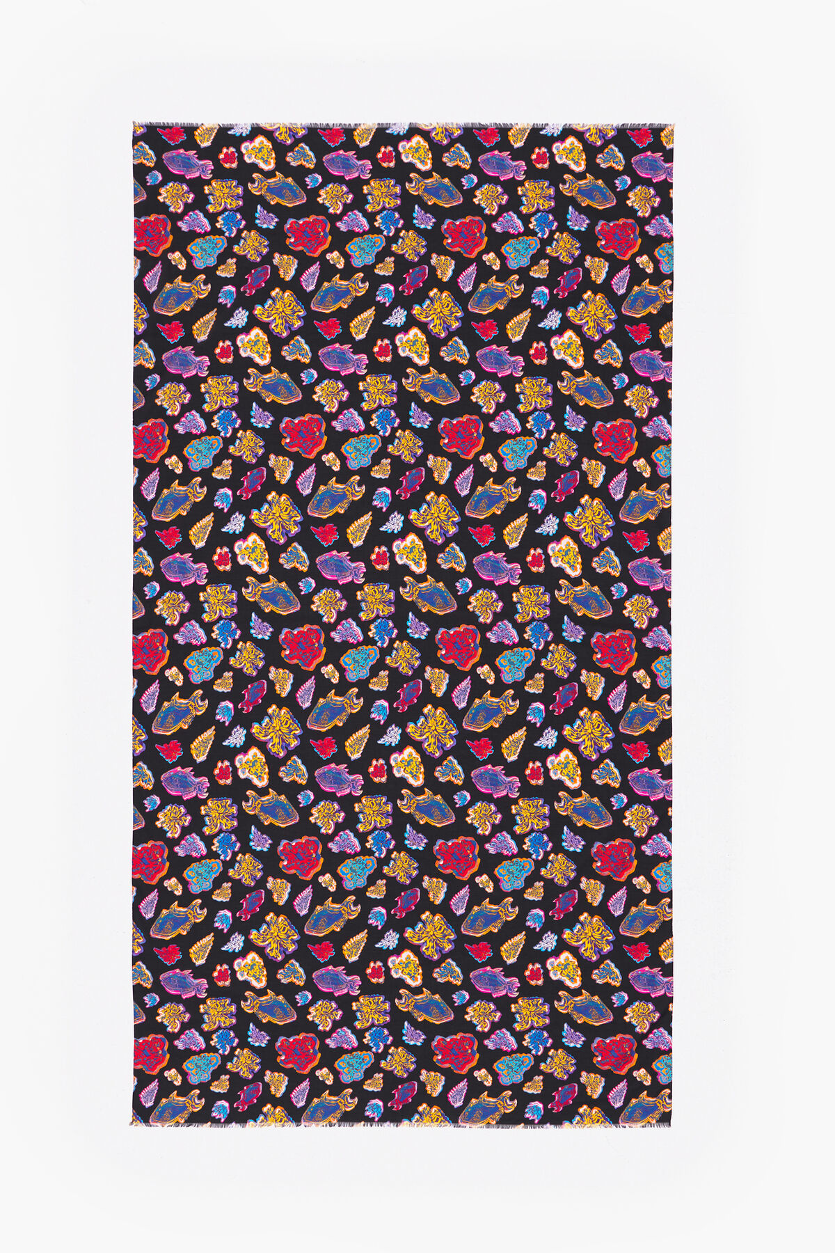 Pareo largo algodón Fish Sea negro