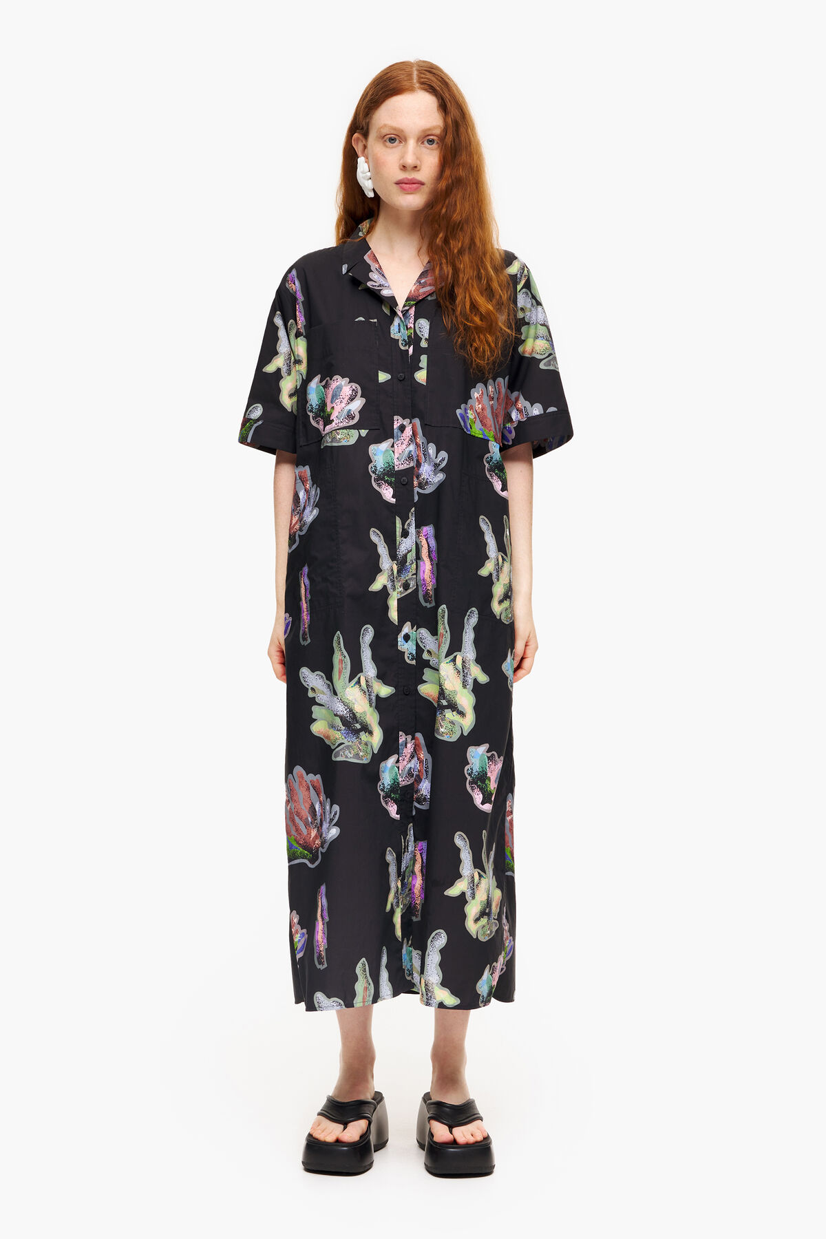 Vestido camisero print Coral gris