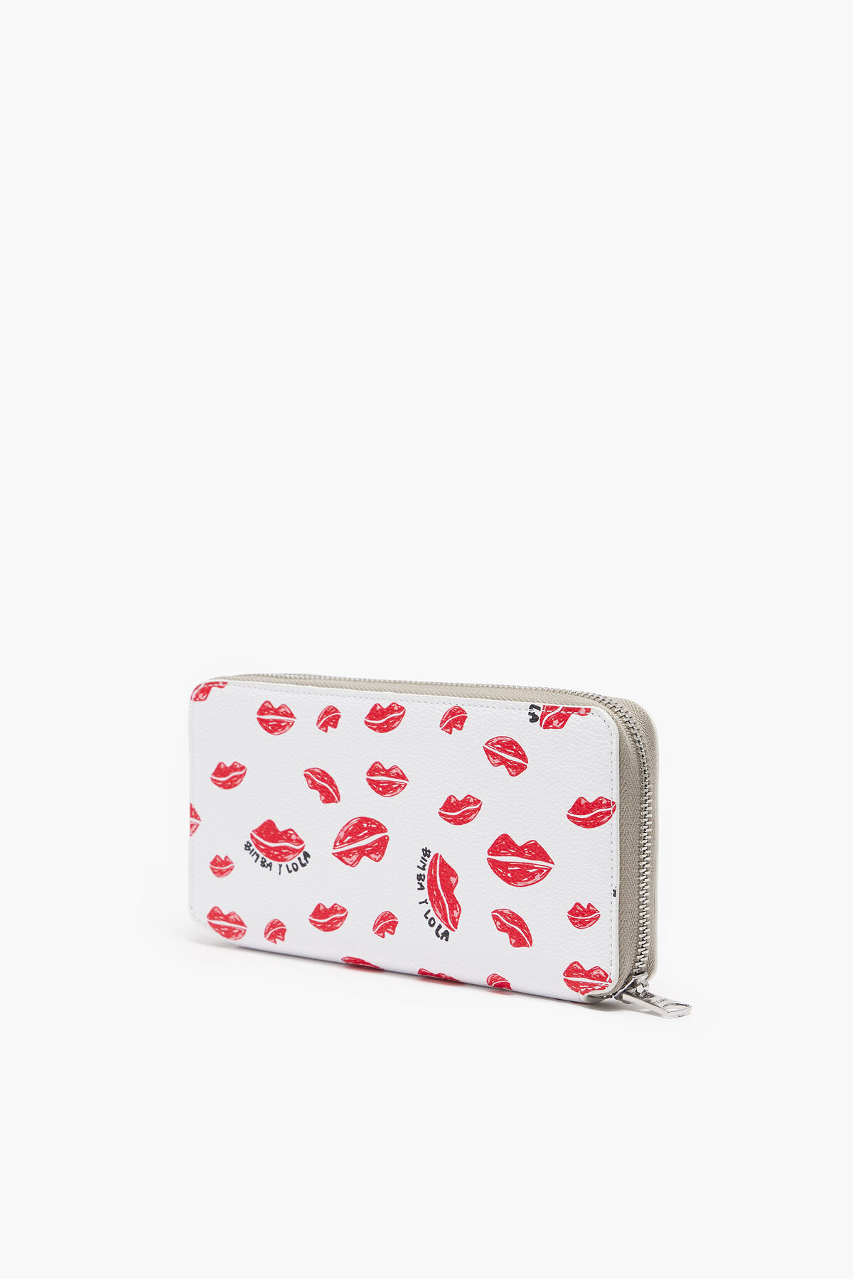 Billetera libro textura print labios blanca