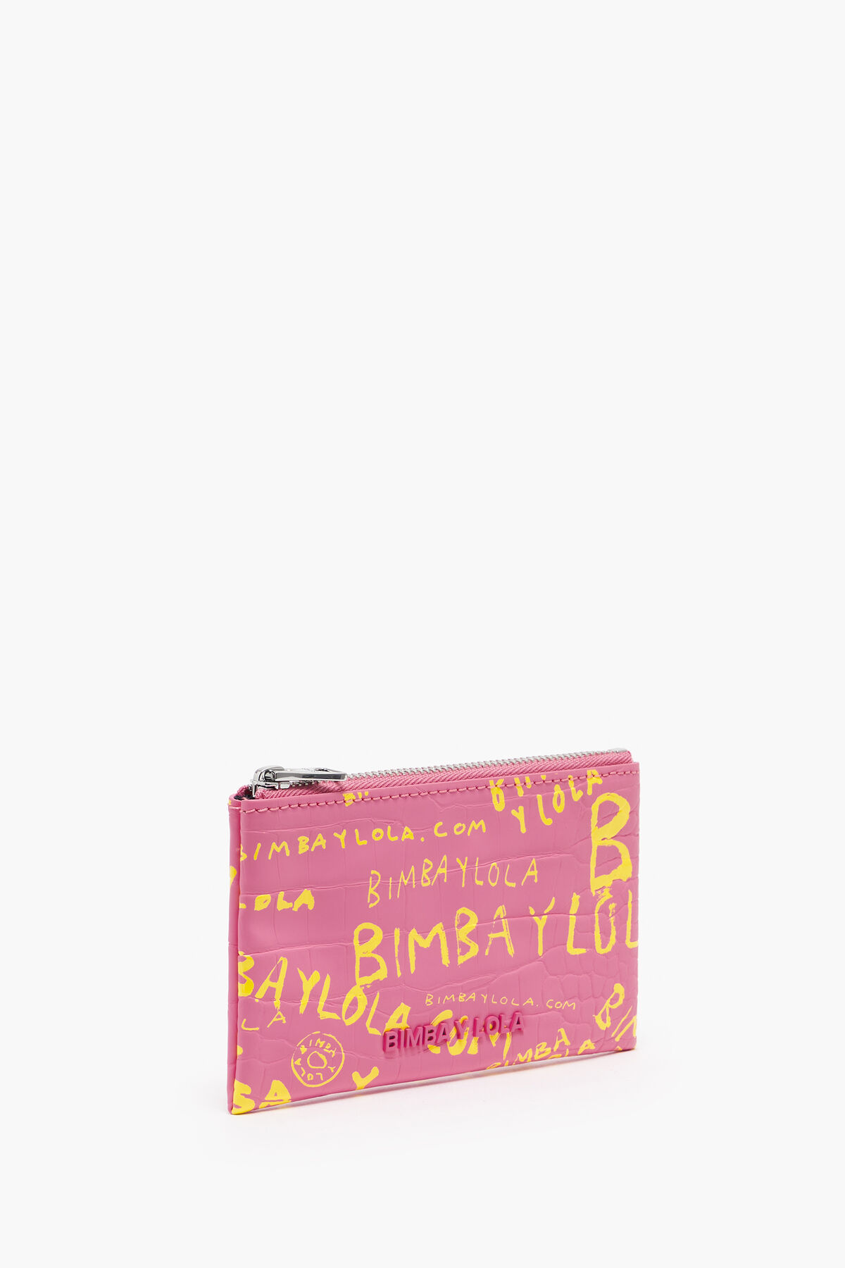 Monedero rectangular cocodrilo print rosa