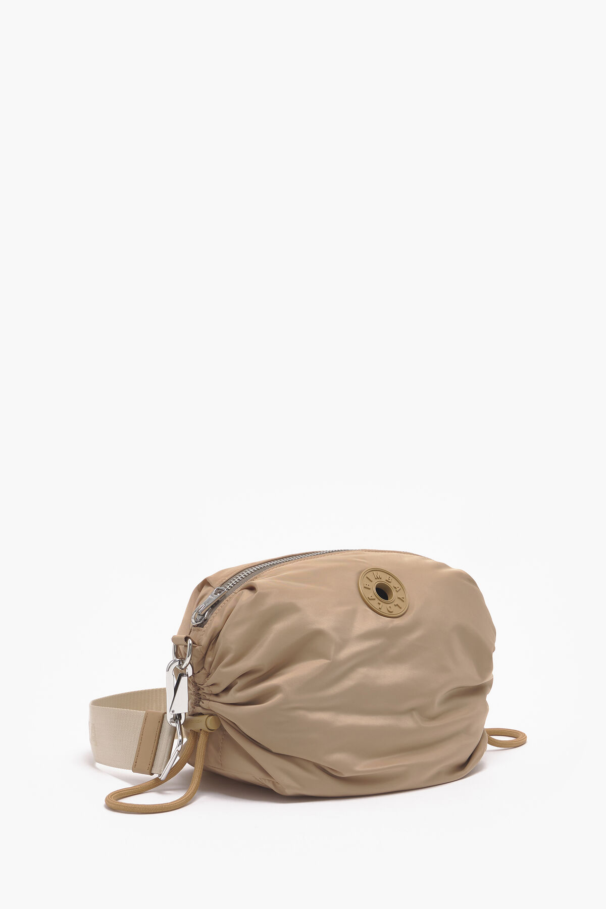 Bolso bandolera M nylon frunces camel