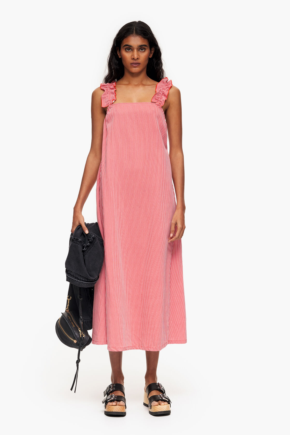 Vestido denim evasé rojo