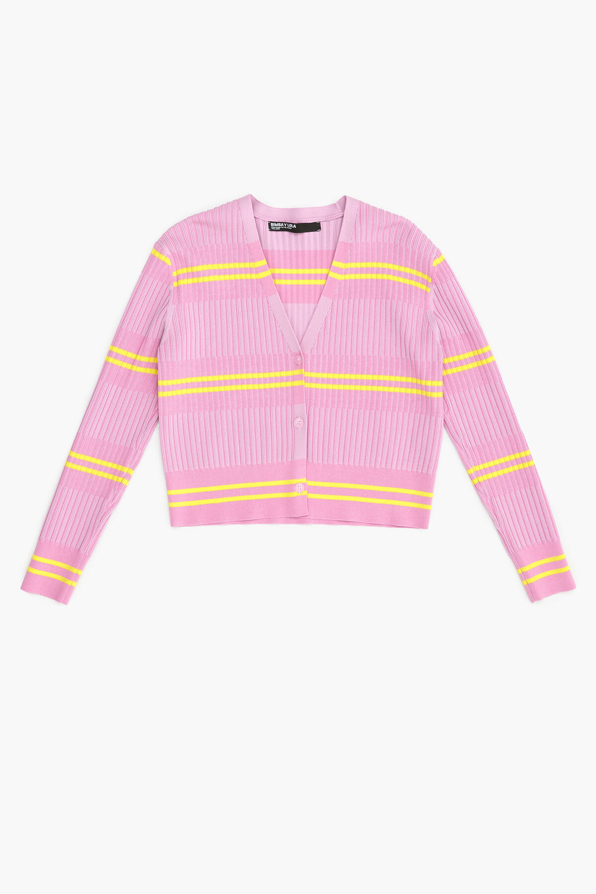 Cárdigan canalé rosa