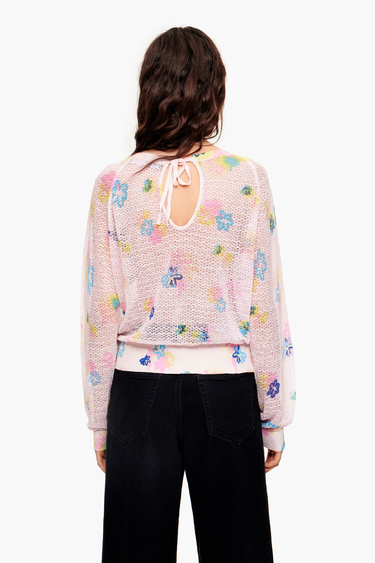 Jersey lino print Spray Flowers rosa