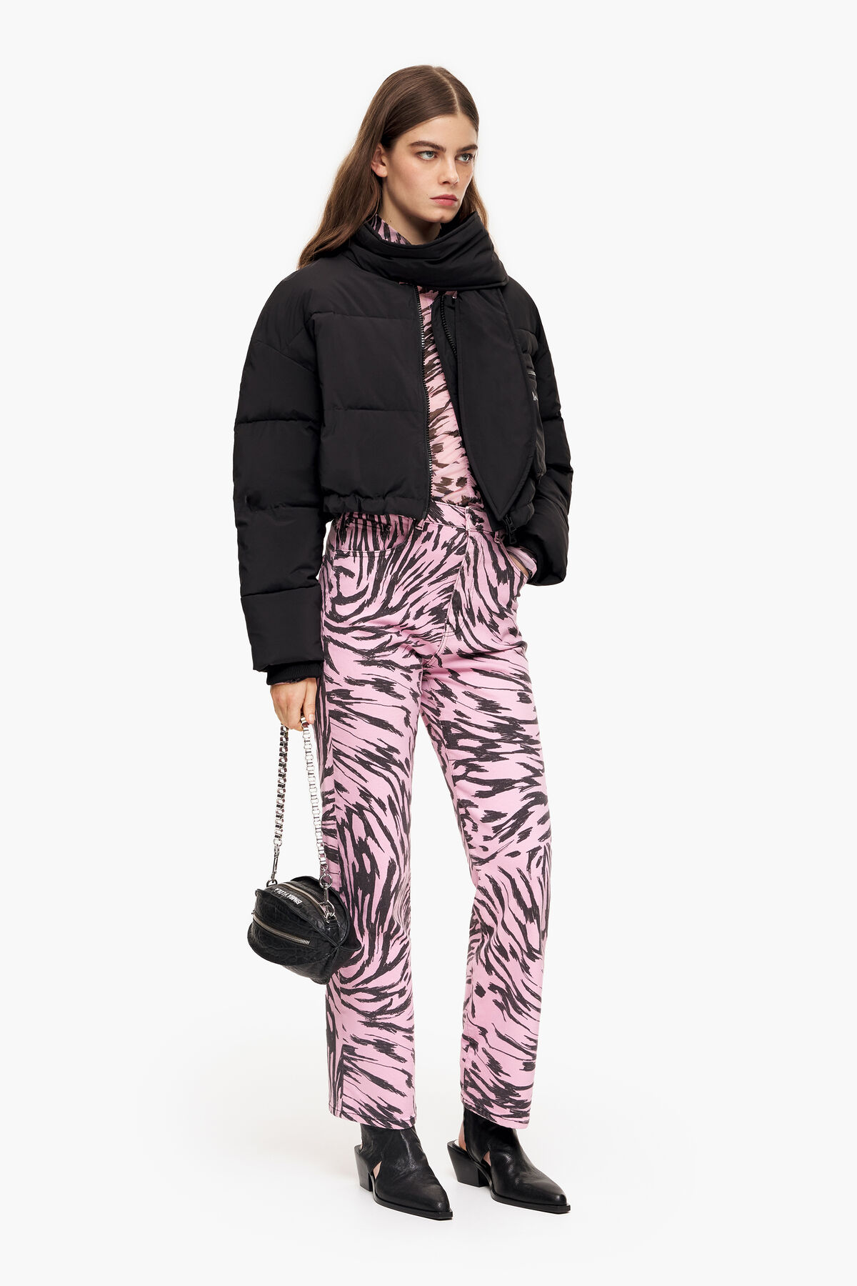 STRAIGHT CROPPED - Vaquero recto print Butterfly Wing rosa