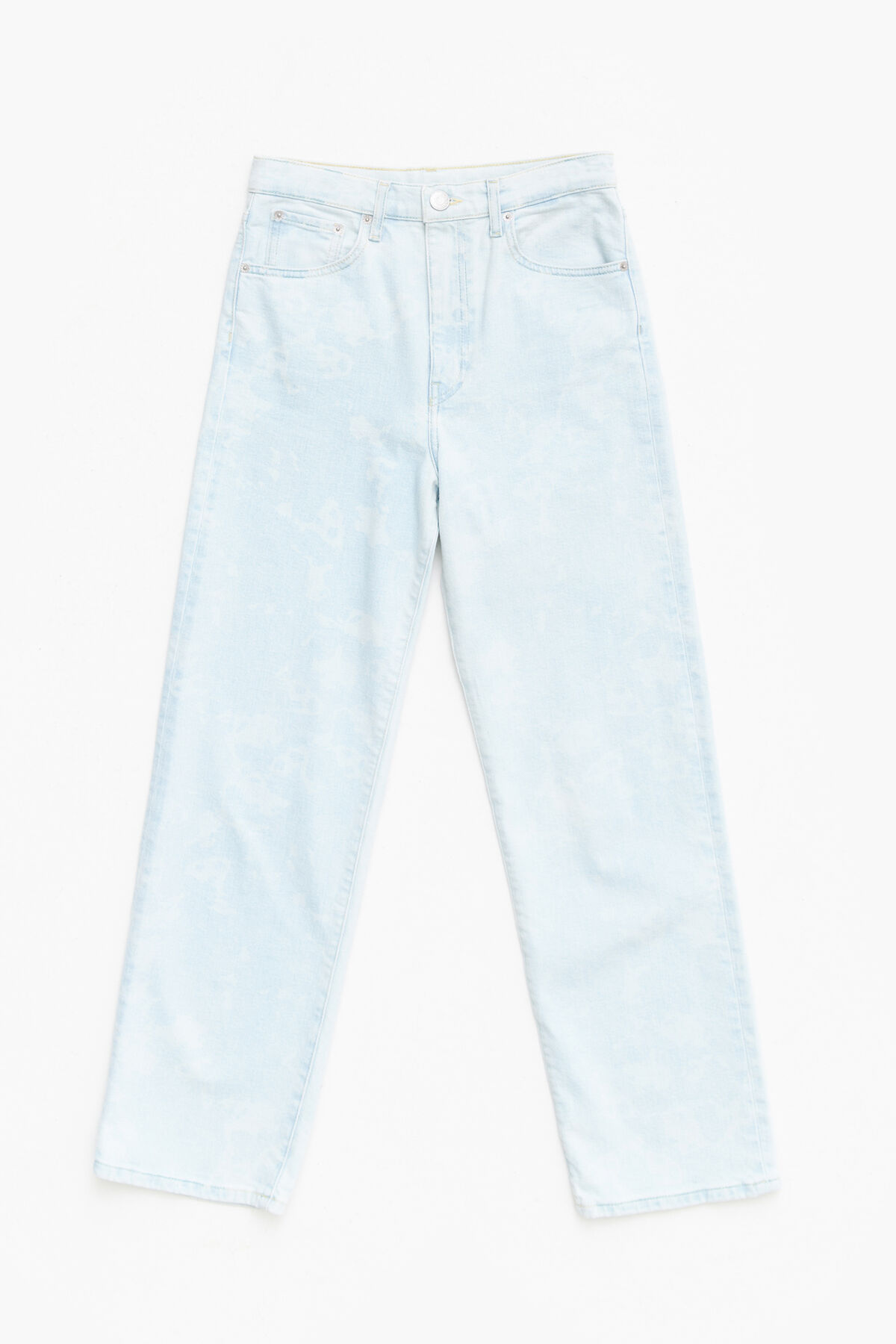 STRAIGHT CROPPED - Vaquero recto print Camouflage Panda azul lavado