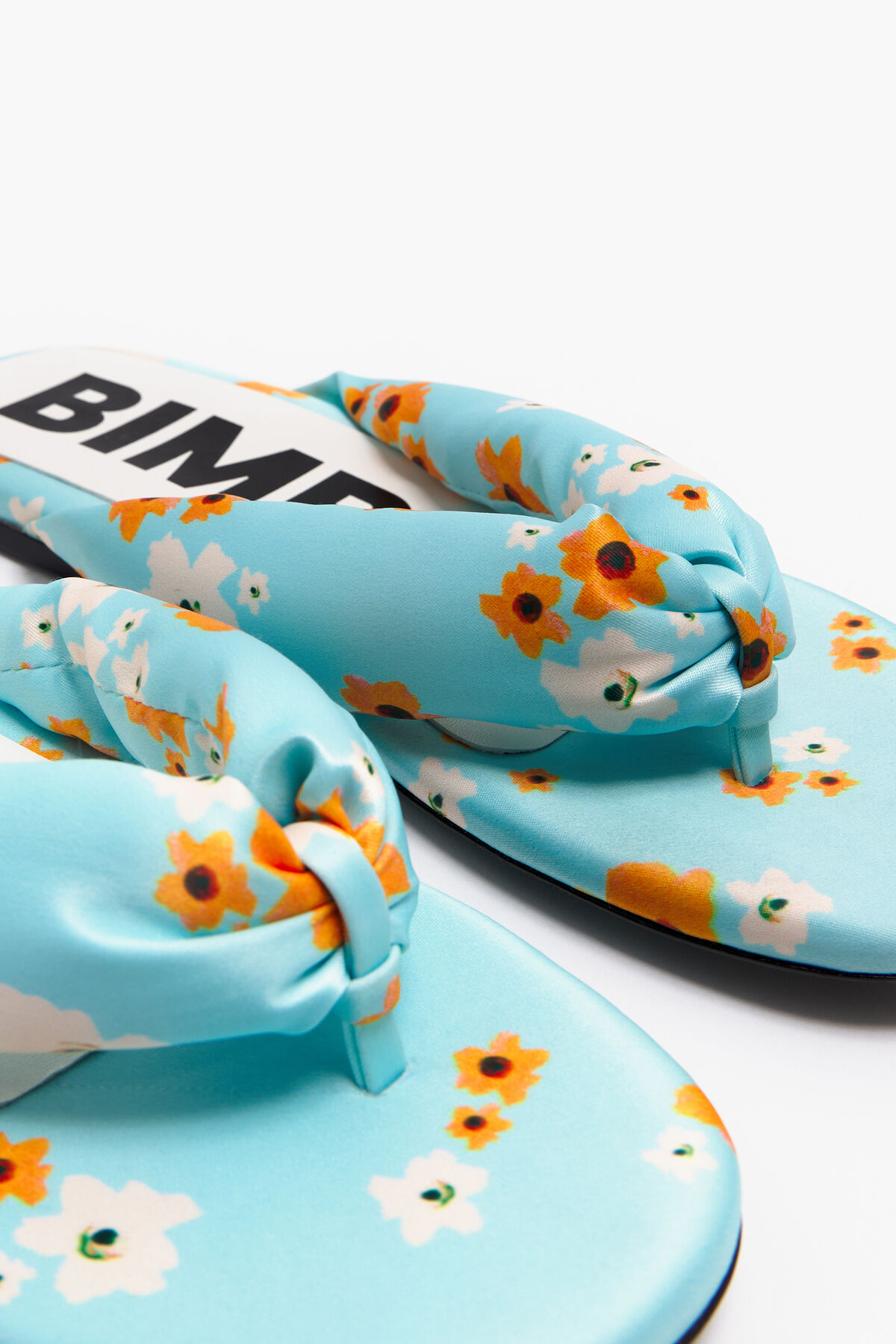 Sandalia plana tubulares print Acrylic Flowers azul