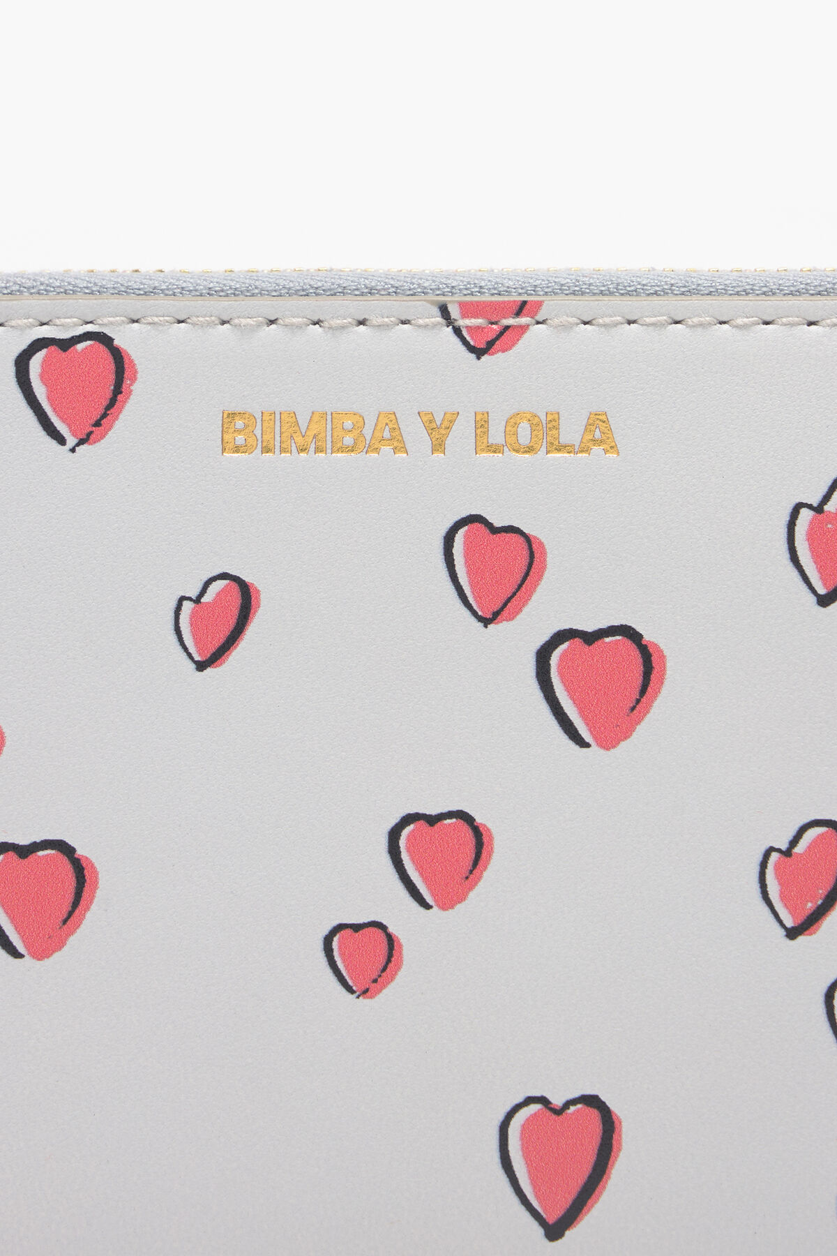 Billetera libro piel print Small Hearts gris