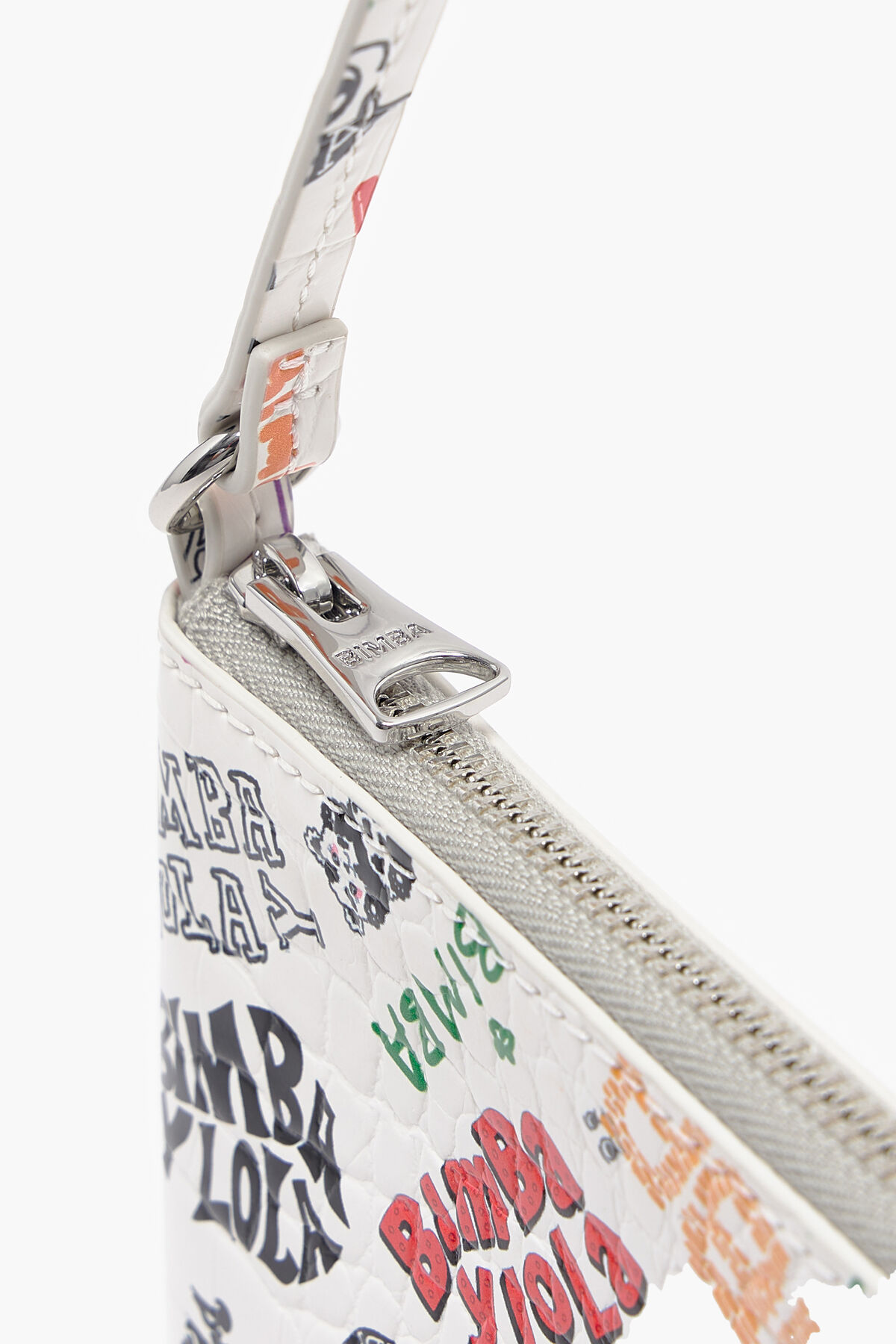 Neceser rectangular cocodrilo print blanco