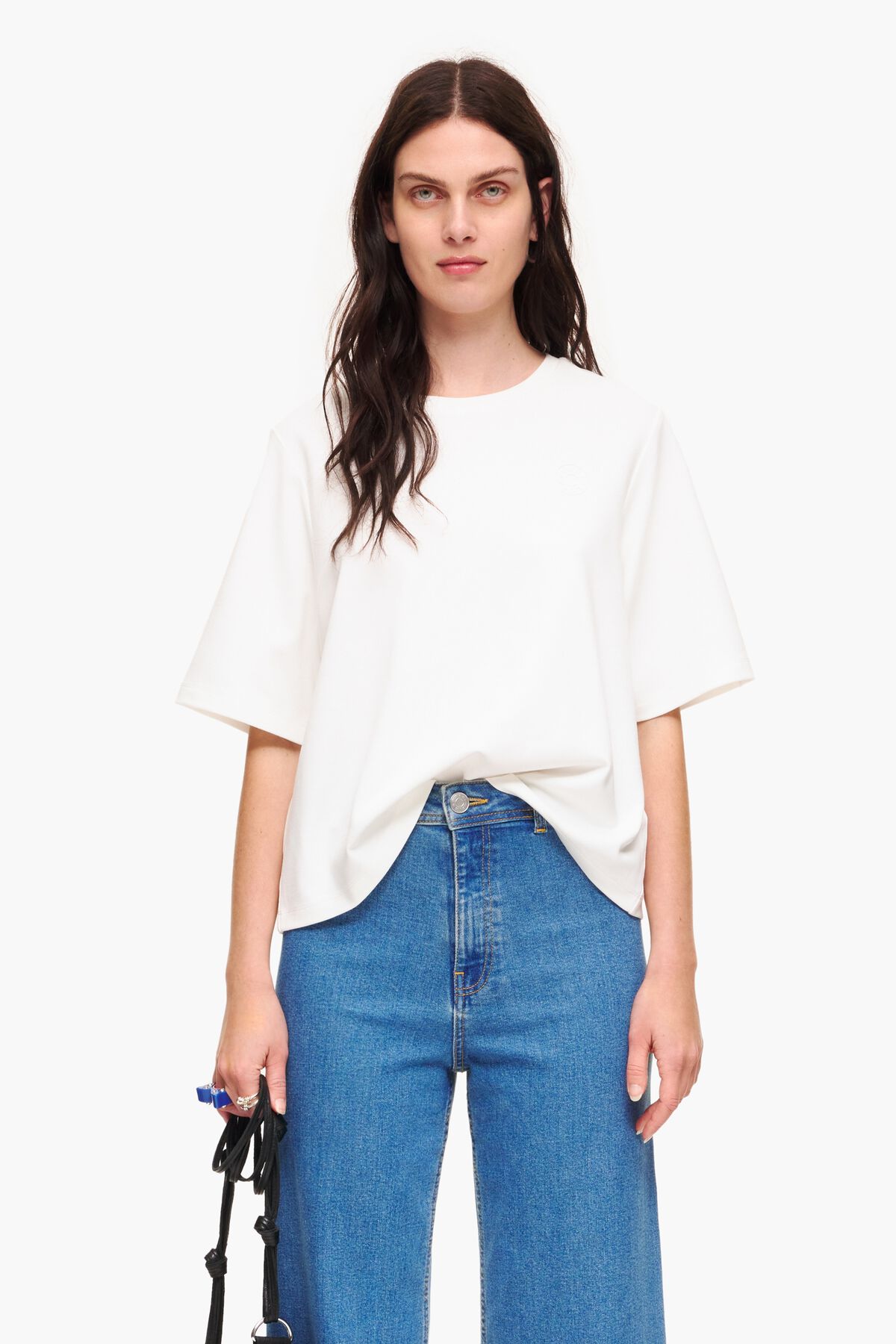 Camiseta corta punto roma marfil