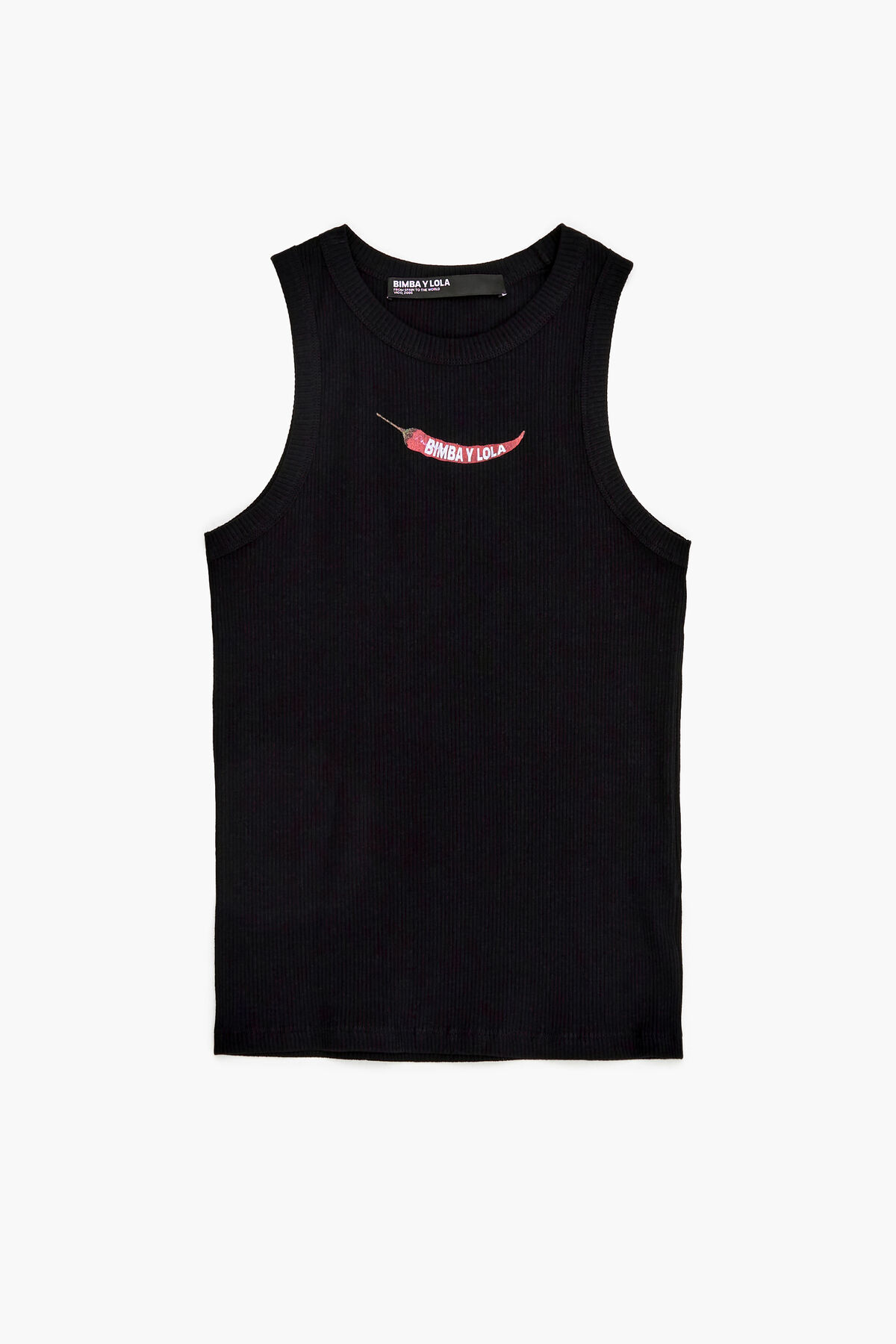 Top ajustado guindilla negro