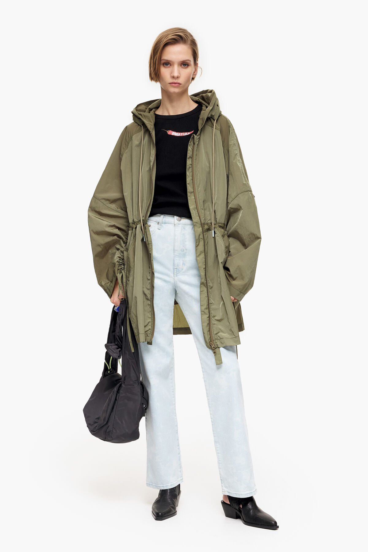 STRAIGHT CROPPED - Vaquero recto print Camouflage Panda azul lavado