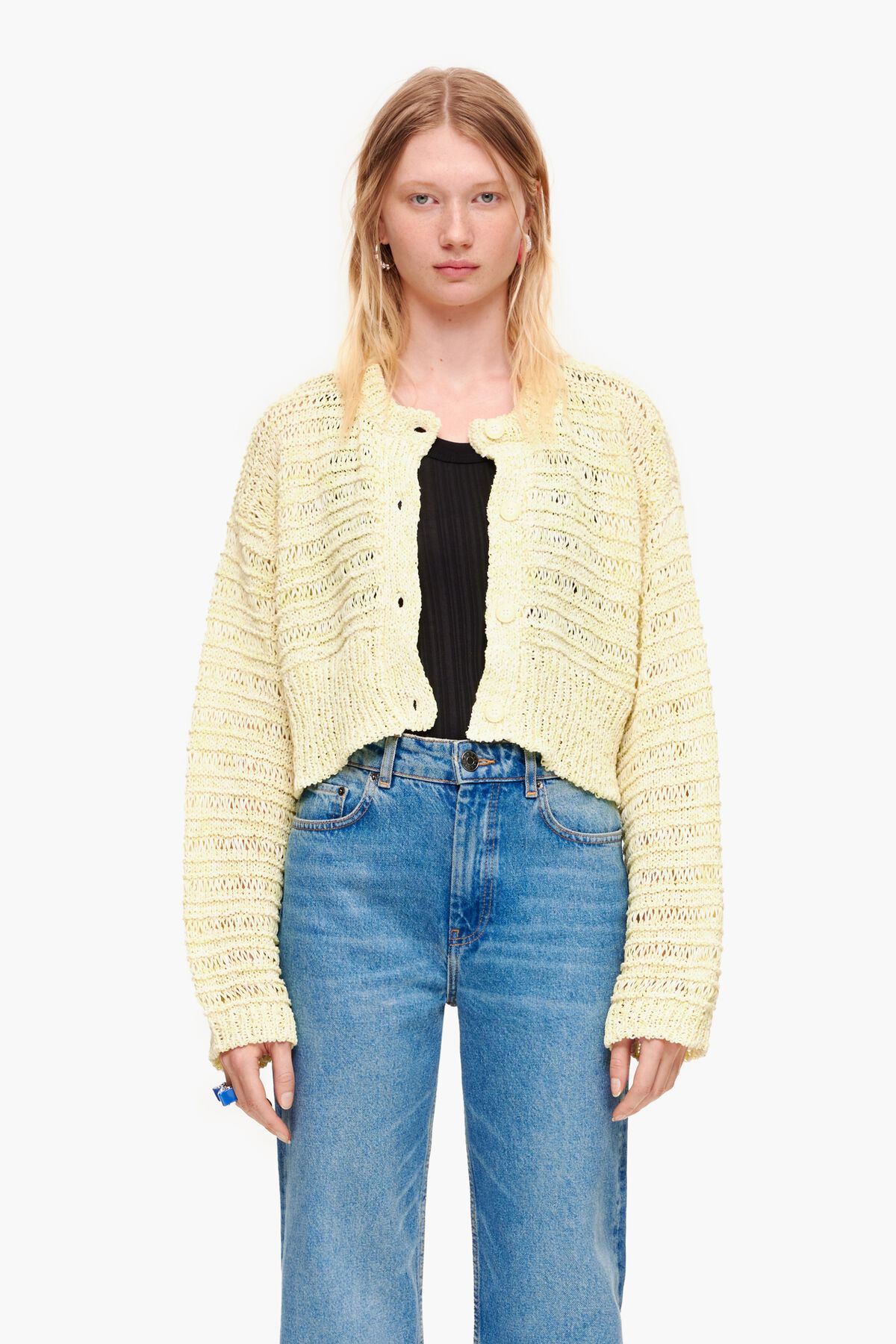 Cárdigan boxy punto rosa