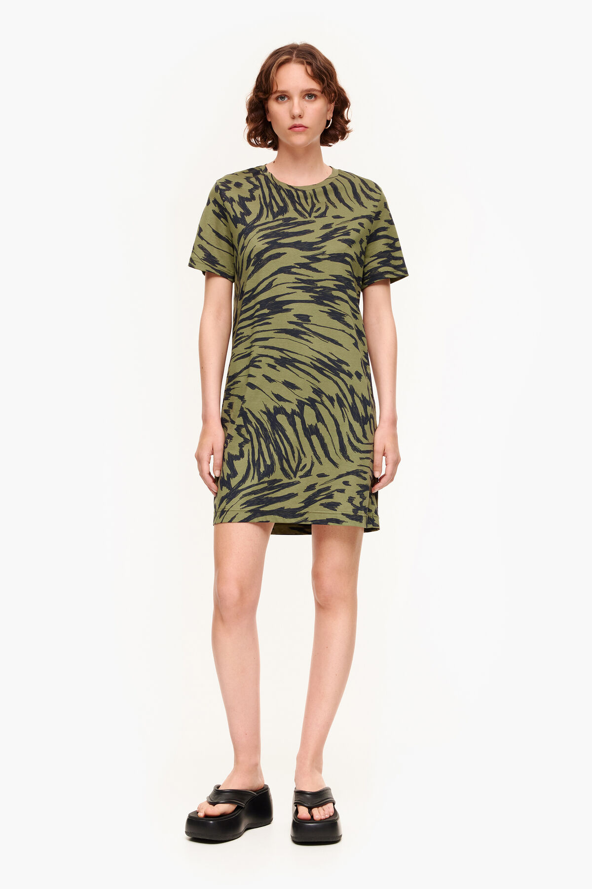 Vestido corto Butterfly Wing bicolor caqui