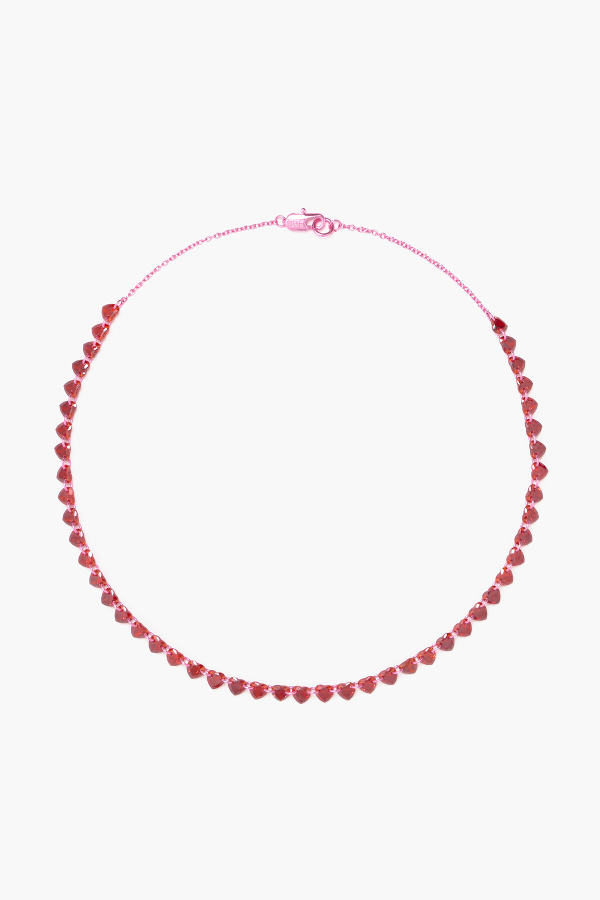 Collar corto cristales corazones rosa