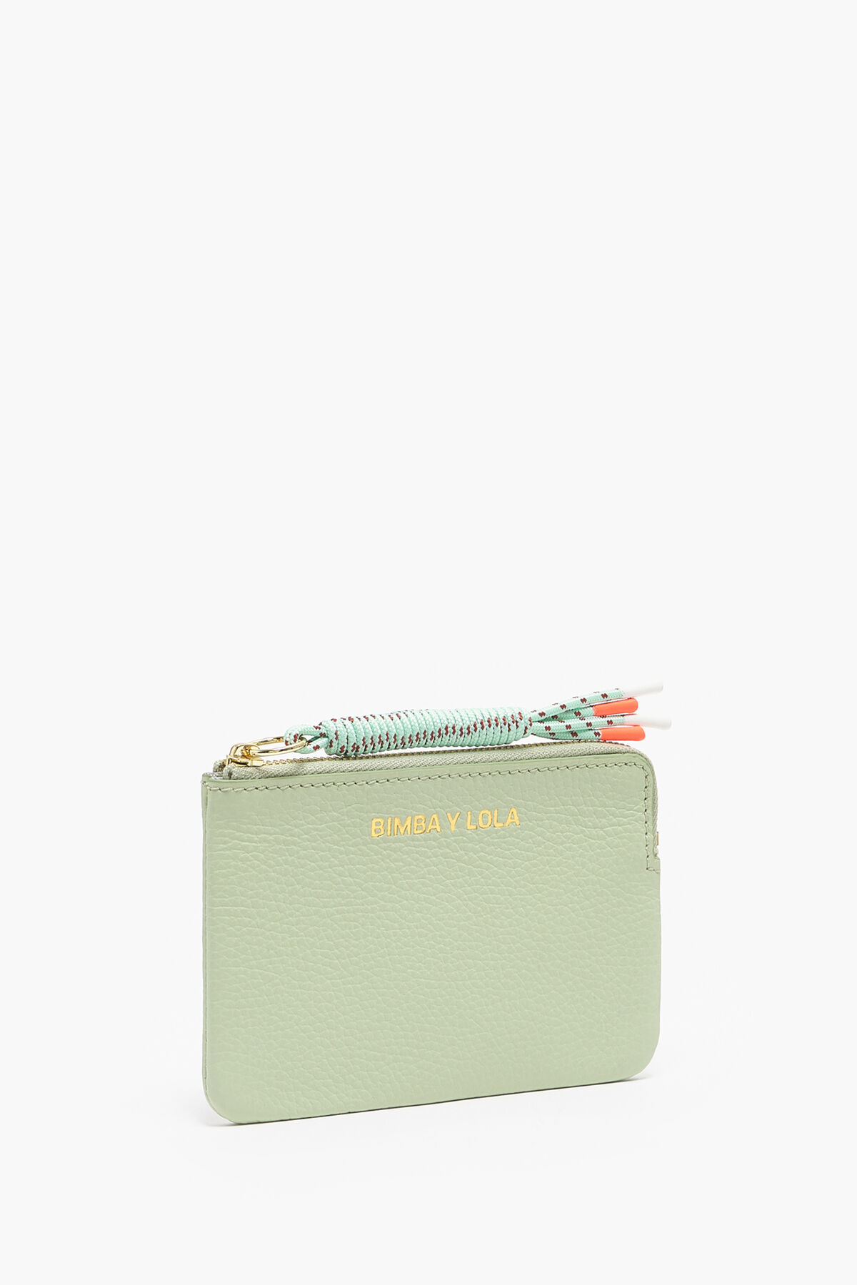 Monedero curvo piel verde pastel