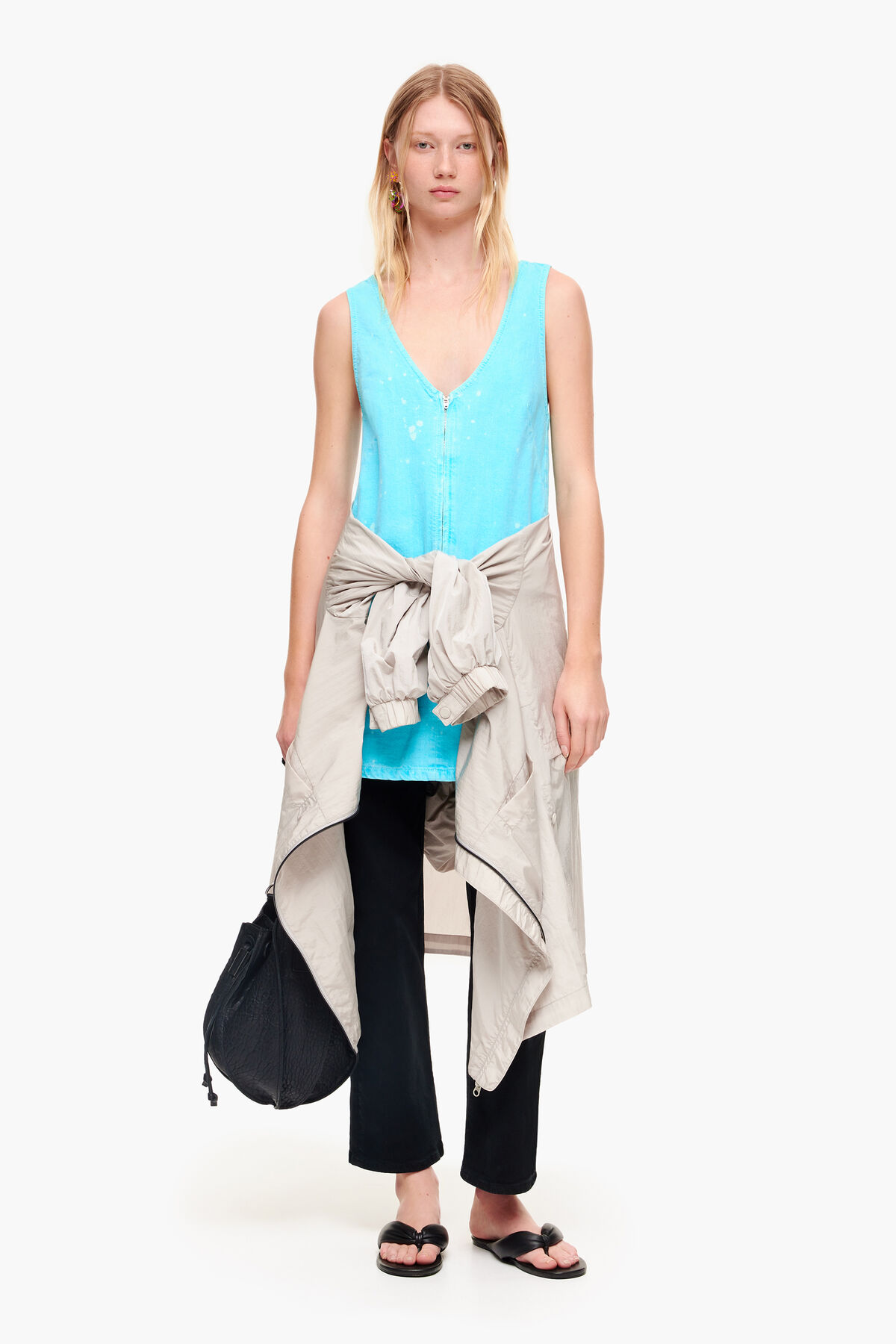 Vestido vaquero corto azul turquesa