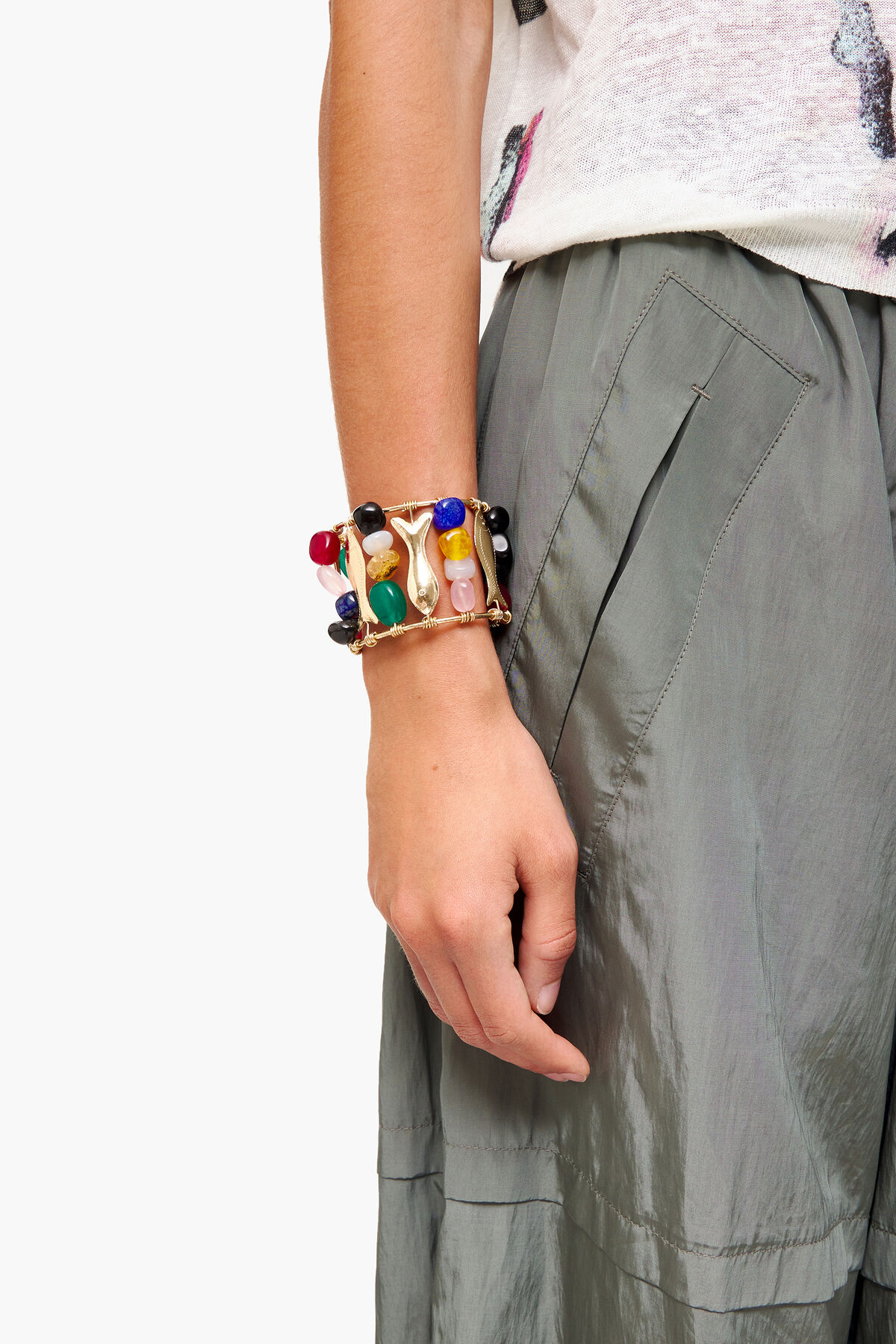 Pulsera rígida peces dorada