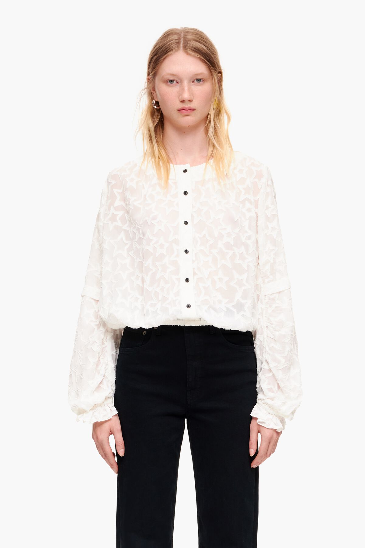 Blusa corta jacquard estrella