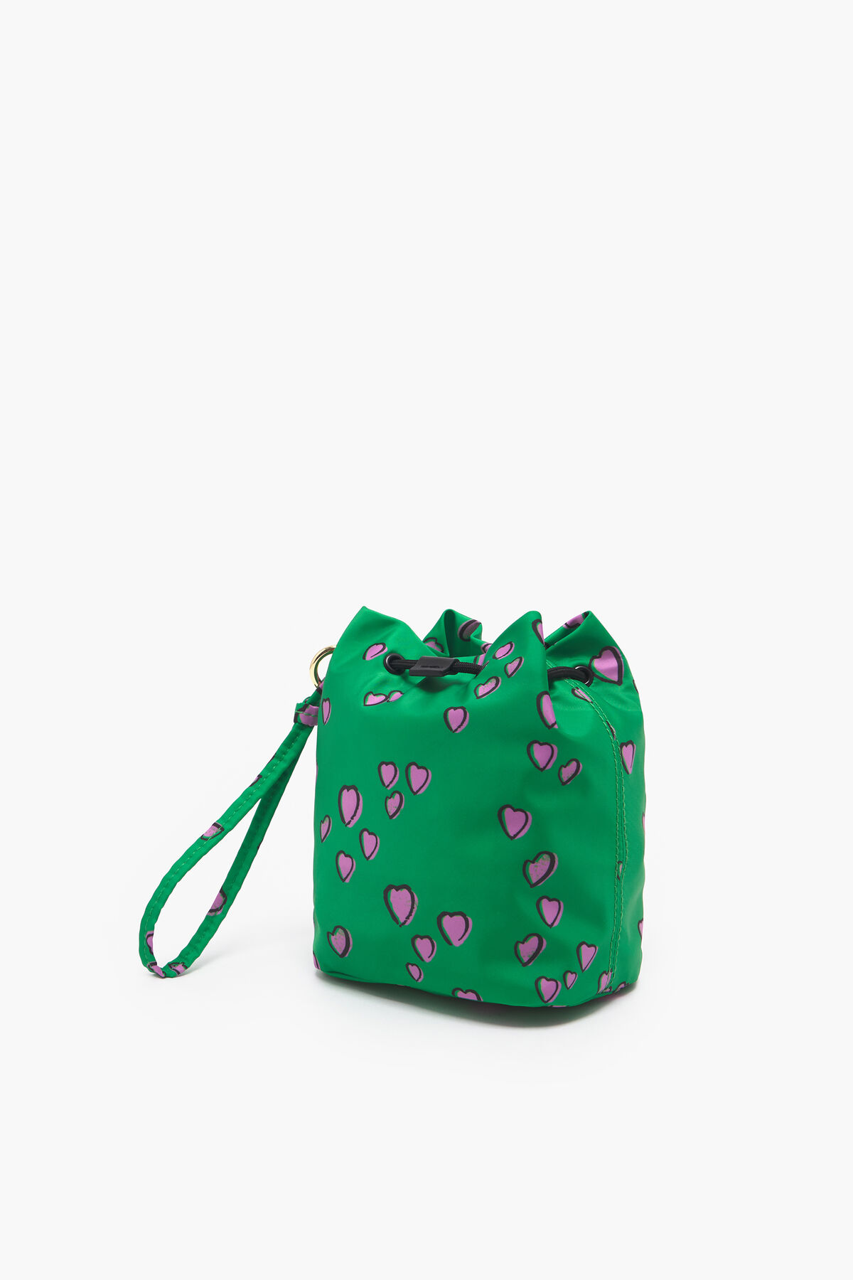 Minibolso saca S print Small Hearts verde
