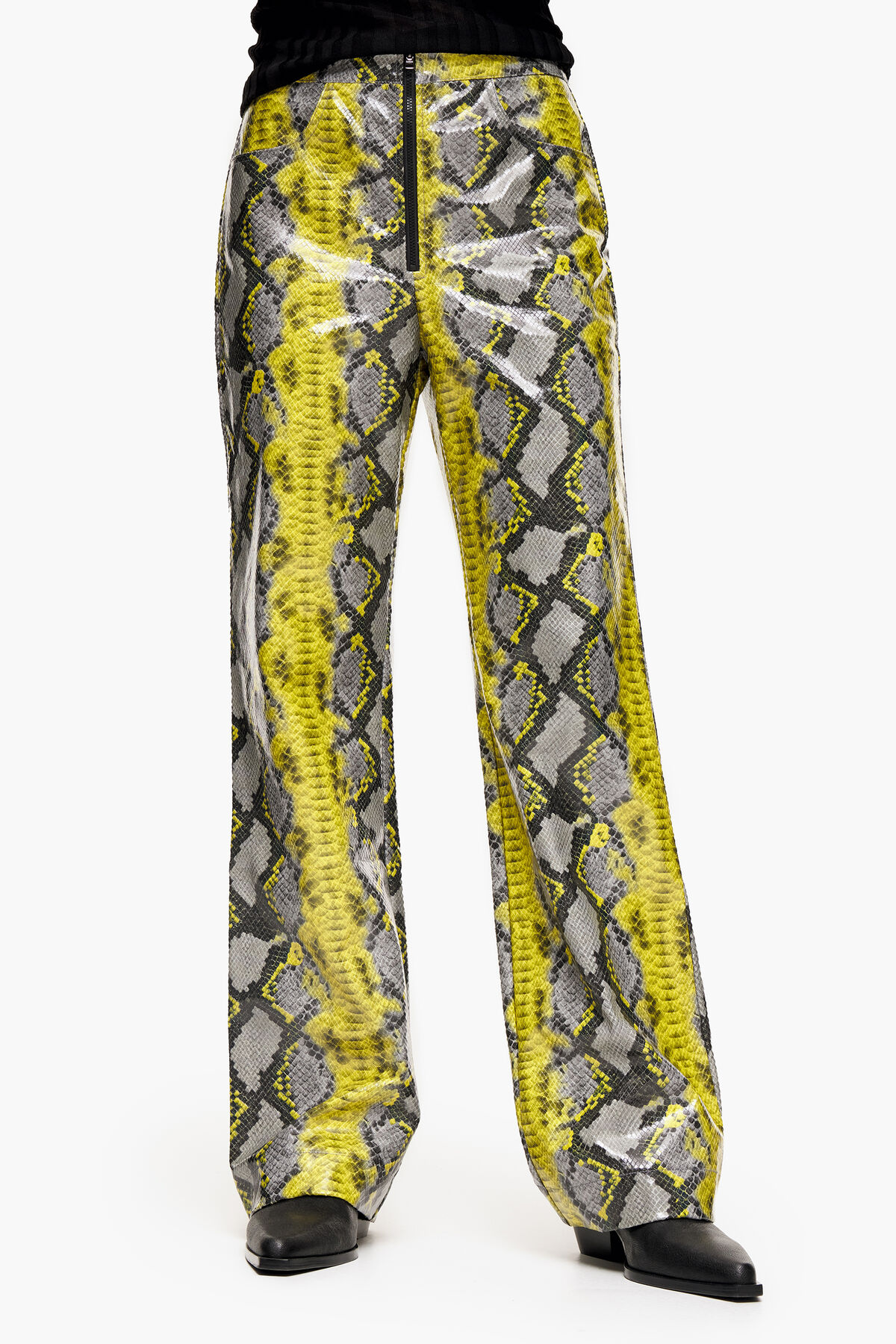 Pantalón recto print Phyton amarillo