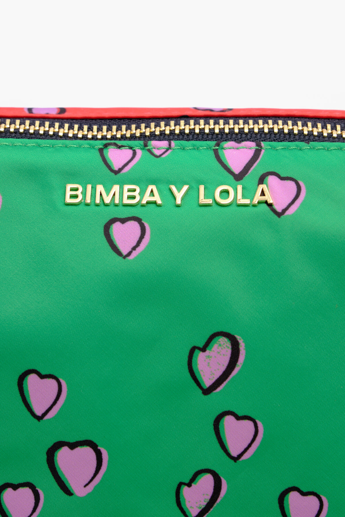 Neceser trapecio L print Small Hearts verde