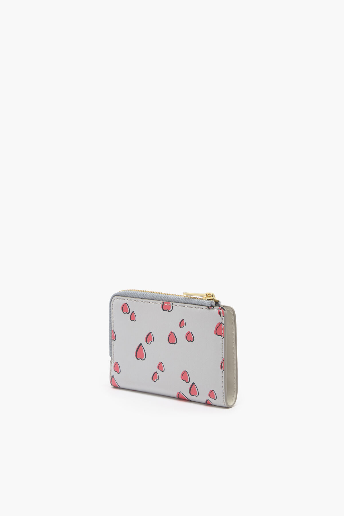 Cartera rectangular piel print Small Hearts gris