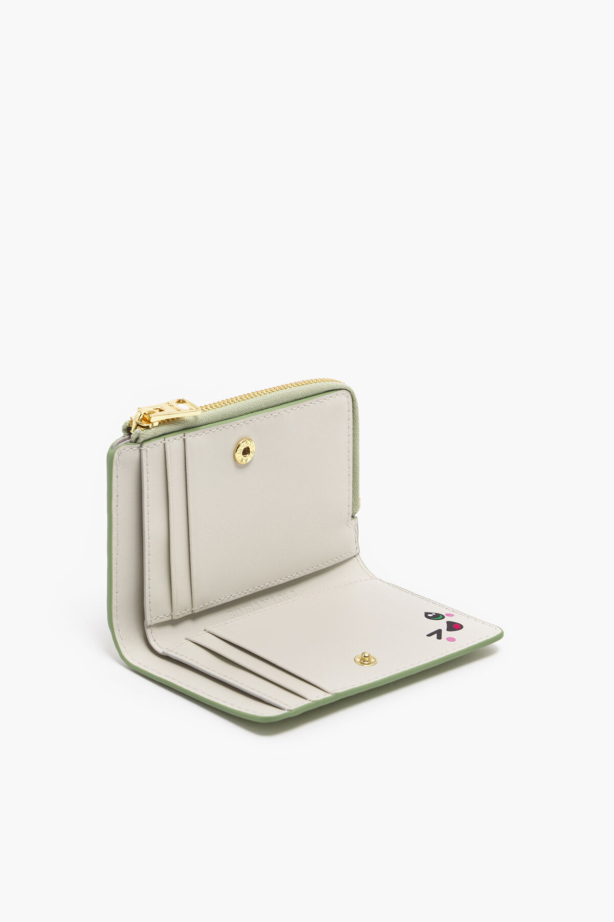 Cartera rectangular piel verde pastel