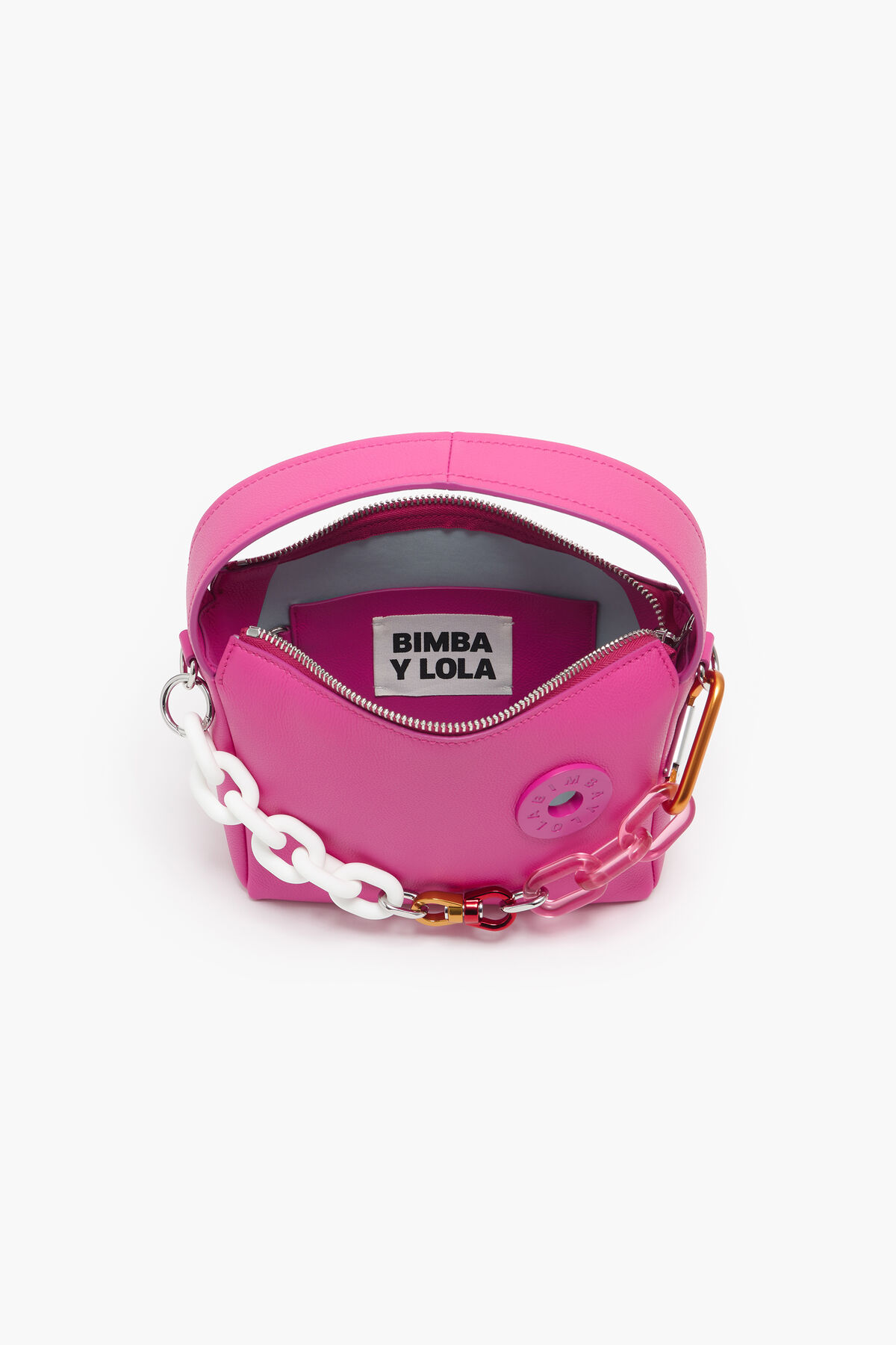 Bolso hobo M piel fucsia