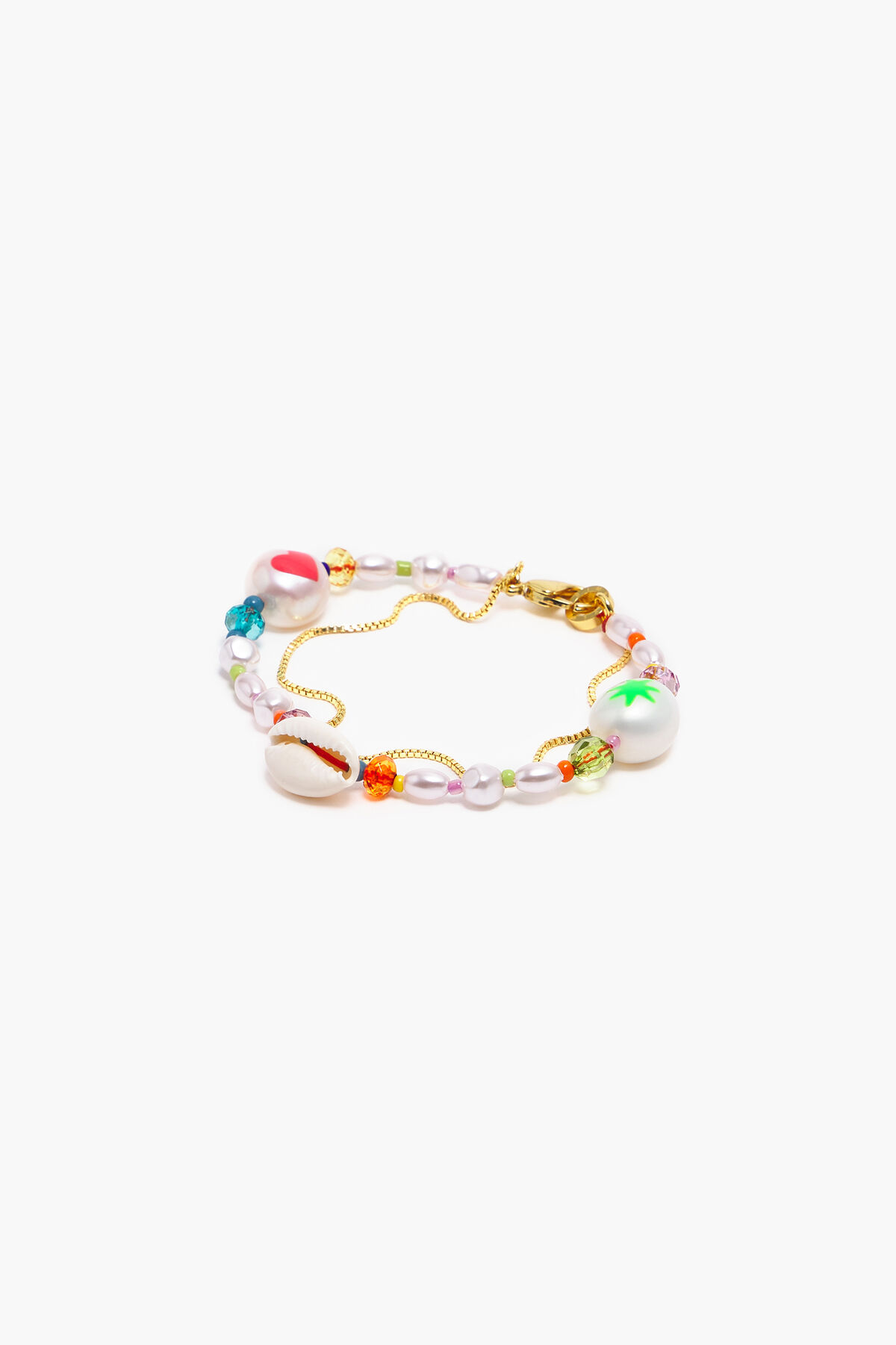 Pulsera cadena perlas multicolores