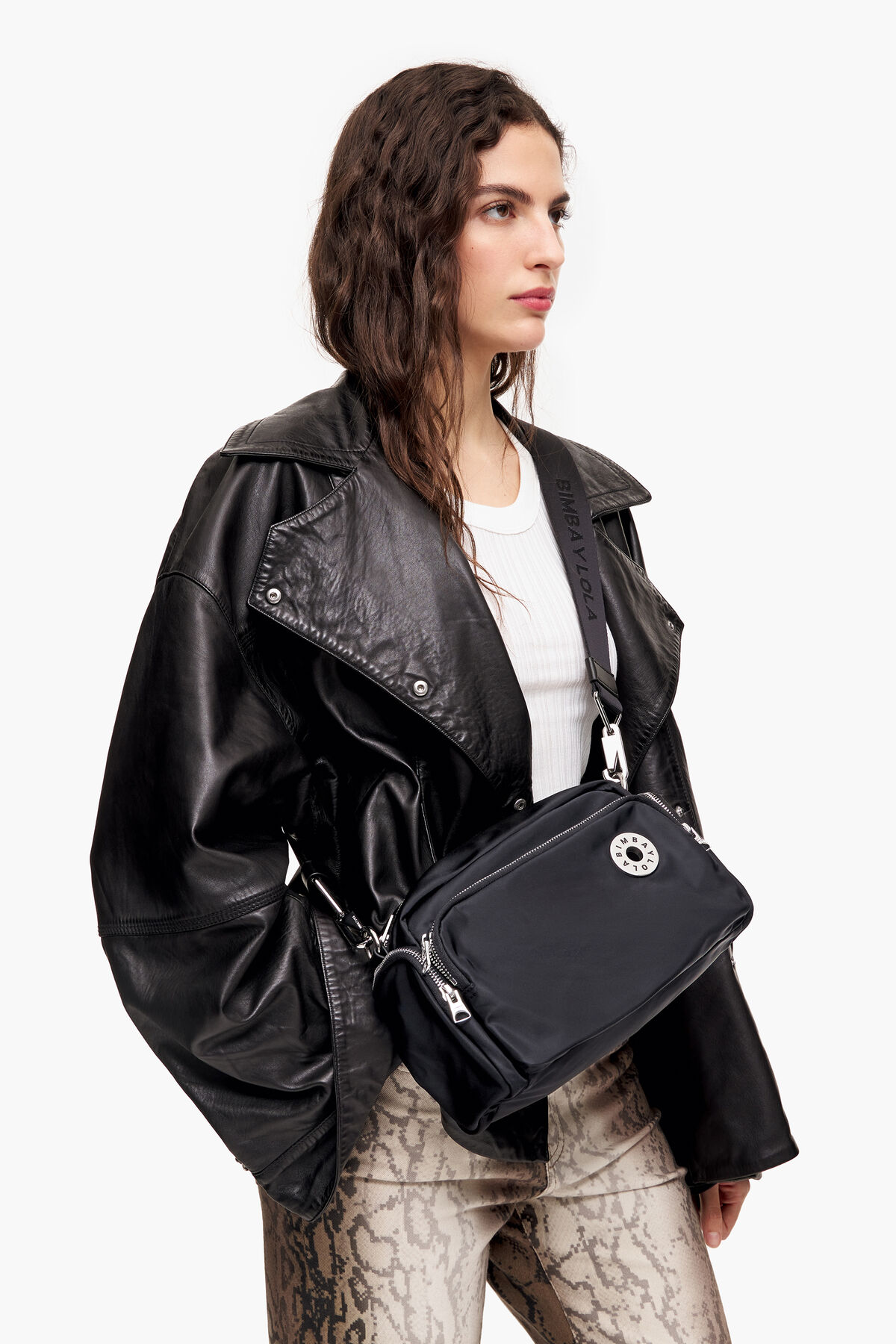 Bolso bandolera M nylon negro