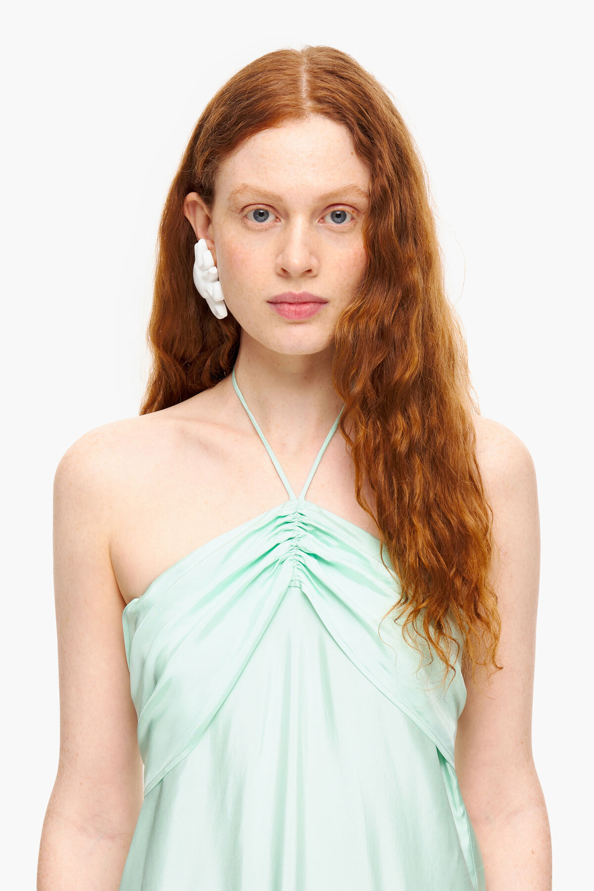 Vestido frunce verde menta